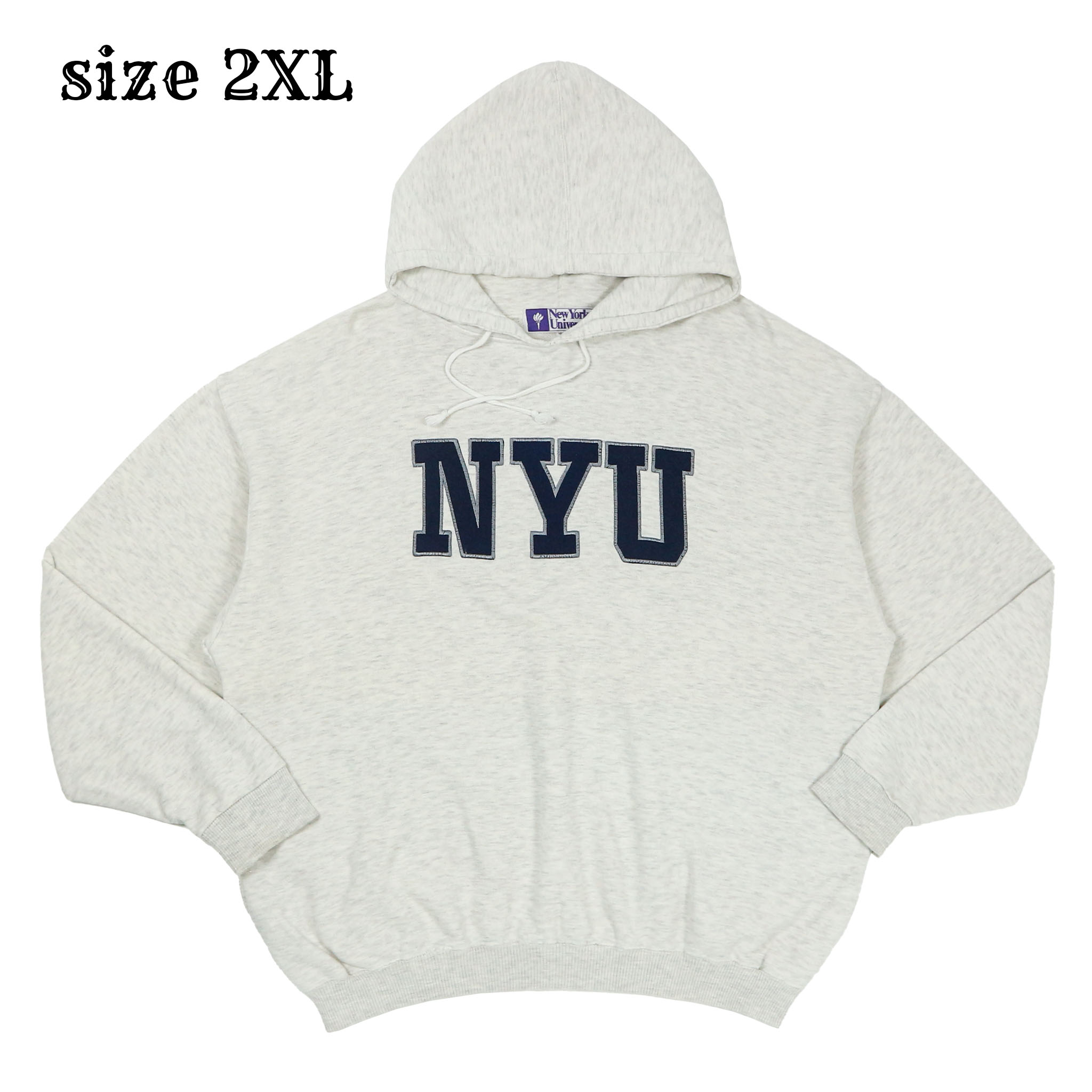 Vtg New York University Embroidery Logo Hoodie Size 2XL