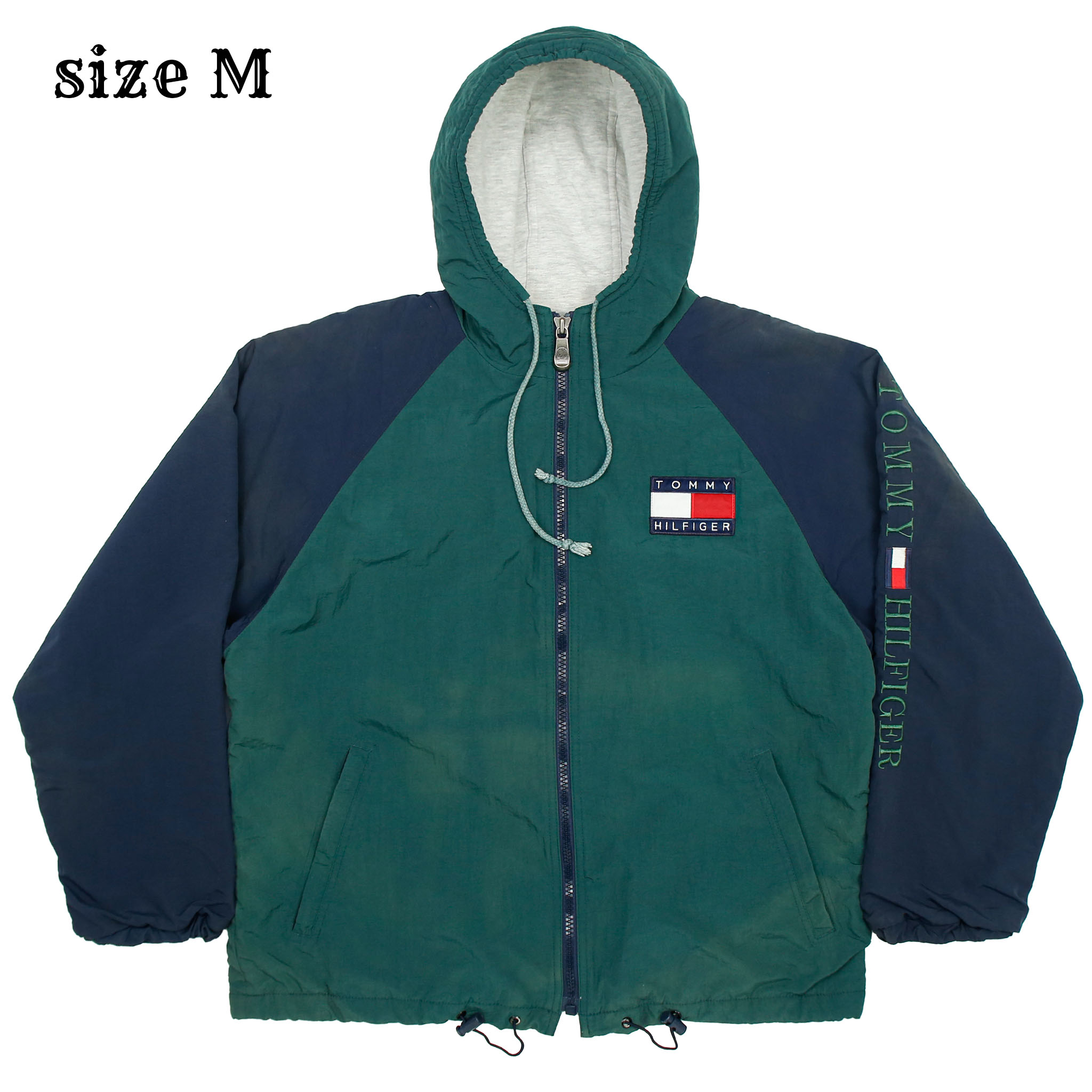Faded Tommy Hilfiger 2-tone Hooded Jacket Size M