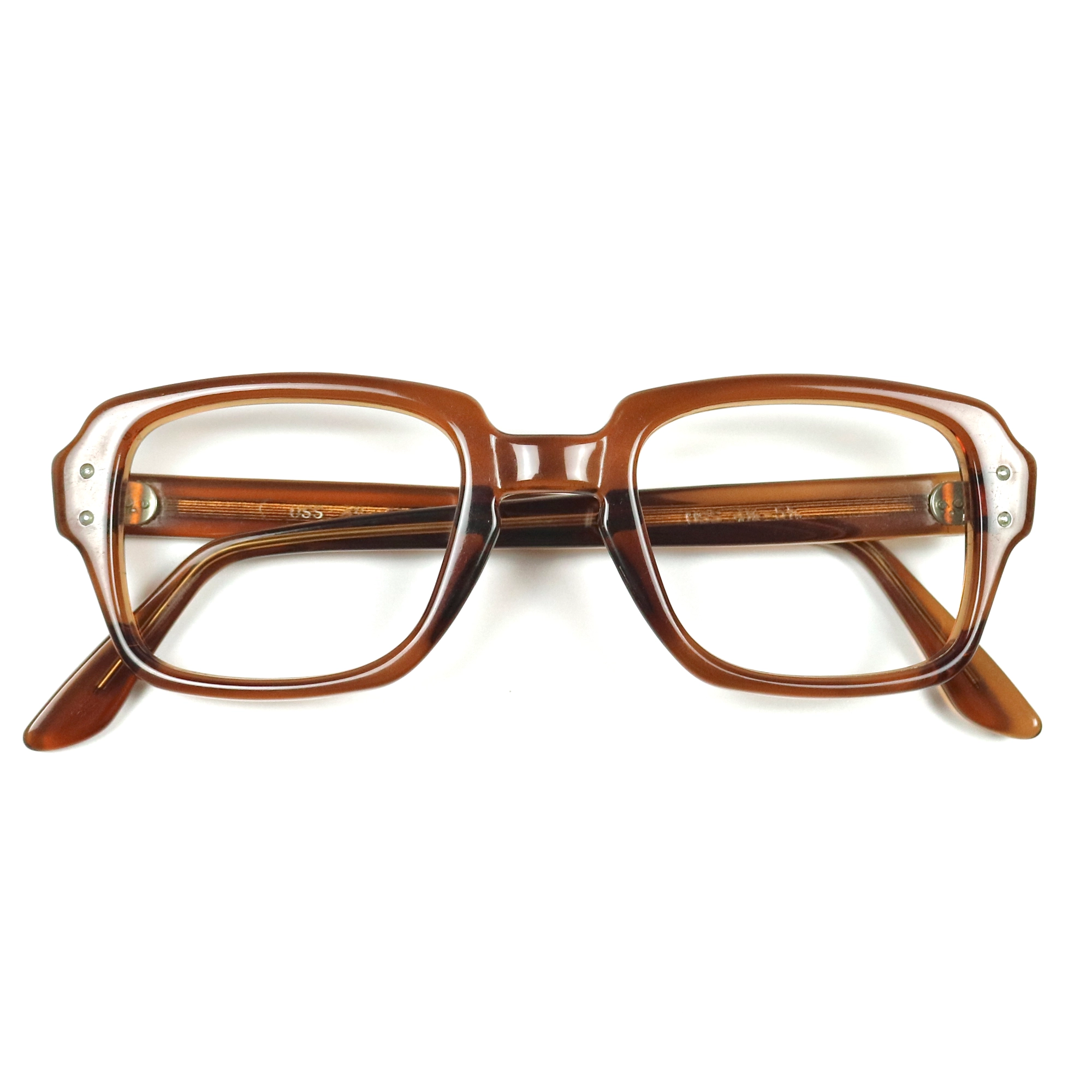 80s U.S. Military Issue Glasses Square Frame - Brown [48-22]