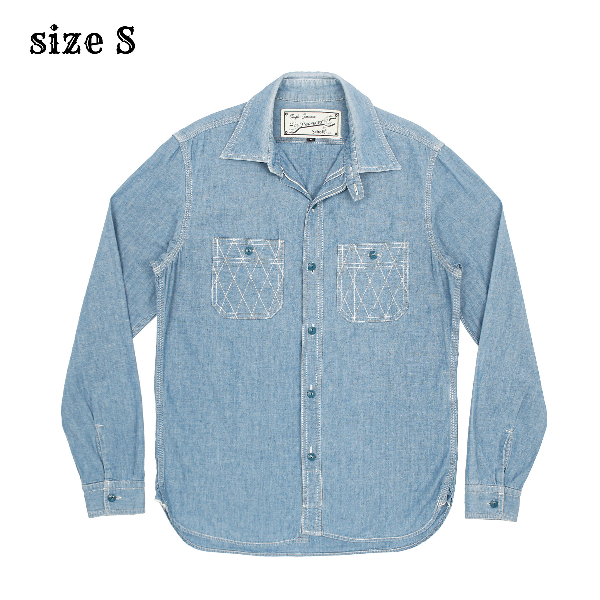 Schott Perfecto Selvedge Chambray Shirt Size S