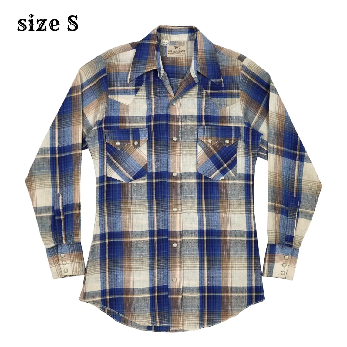 Vtg 70s Dee Cee USA Plaid Western Shirt Size S