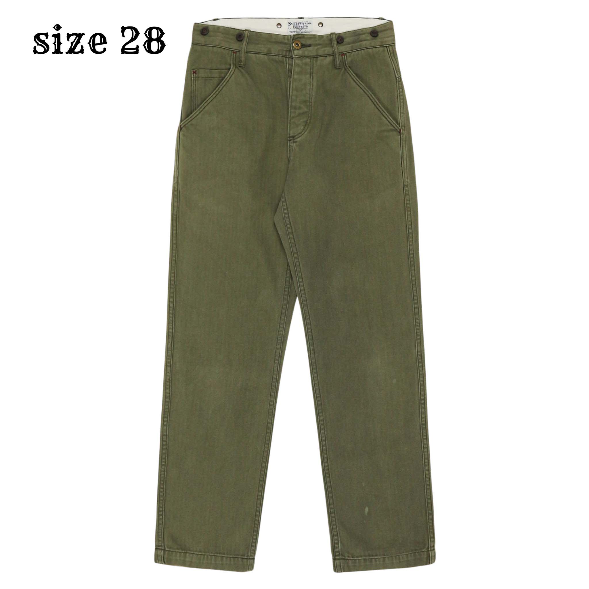 Schott Olive Herringbone Utility Pants Size 28