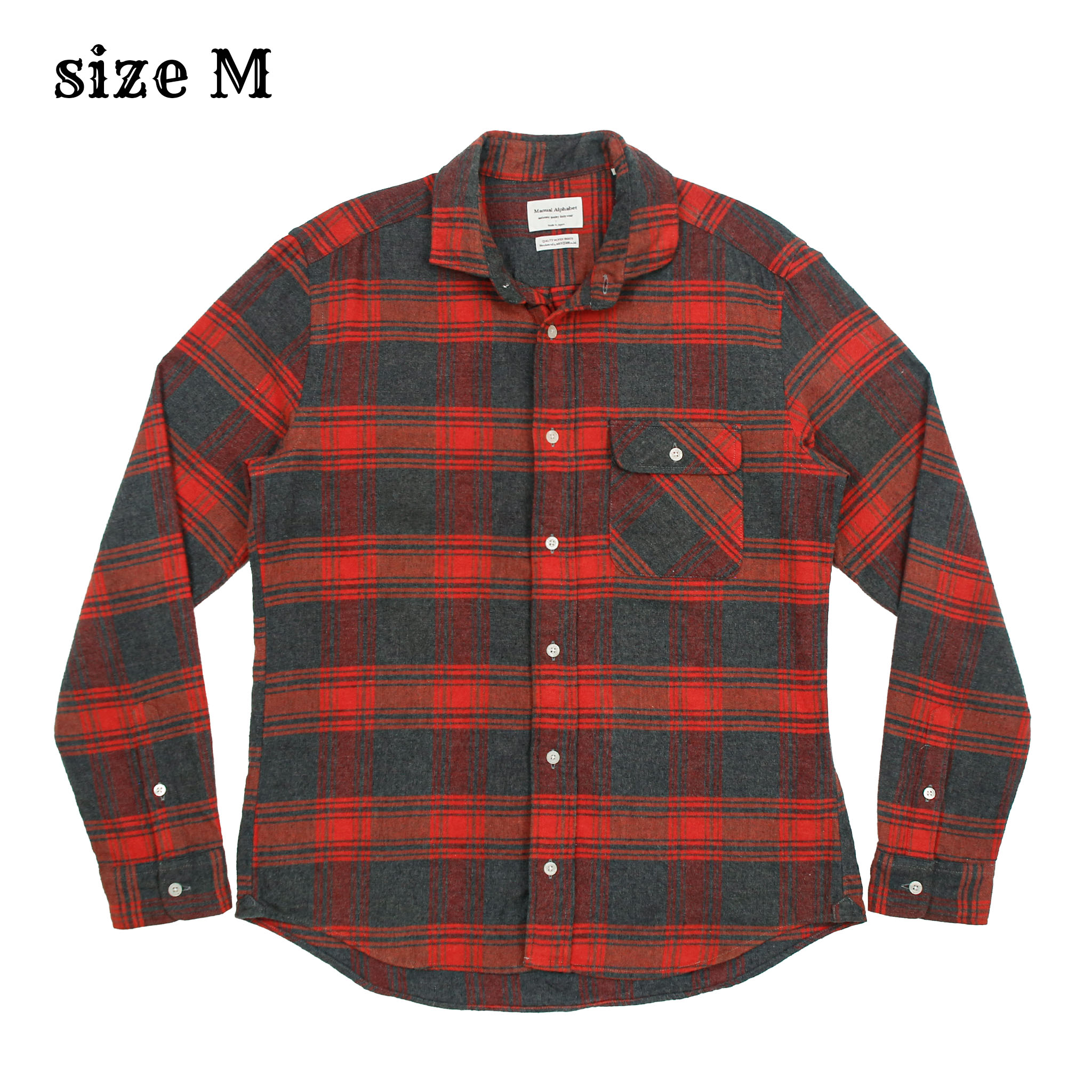Manual Alphabet Made in Japan Flannel Shirt Size M