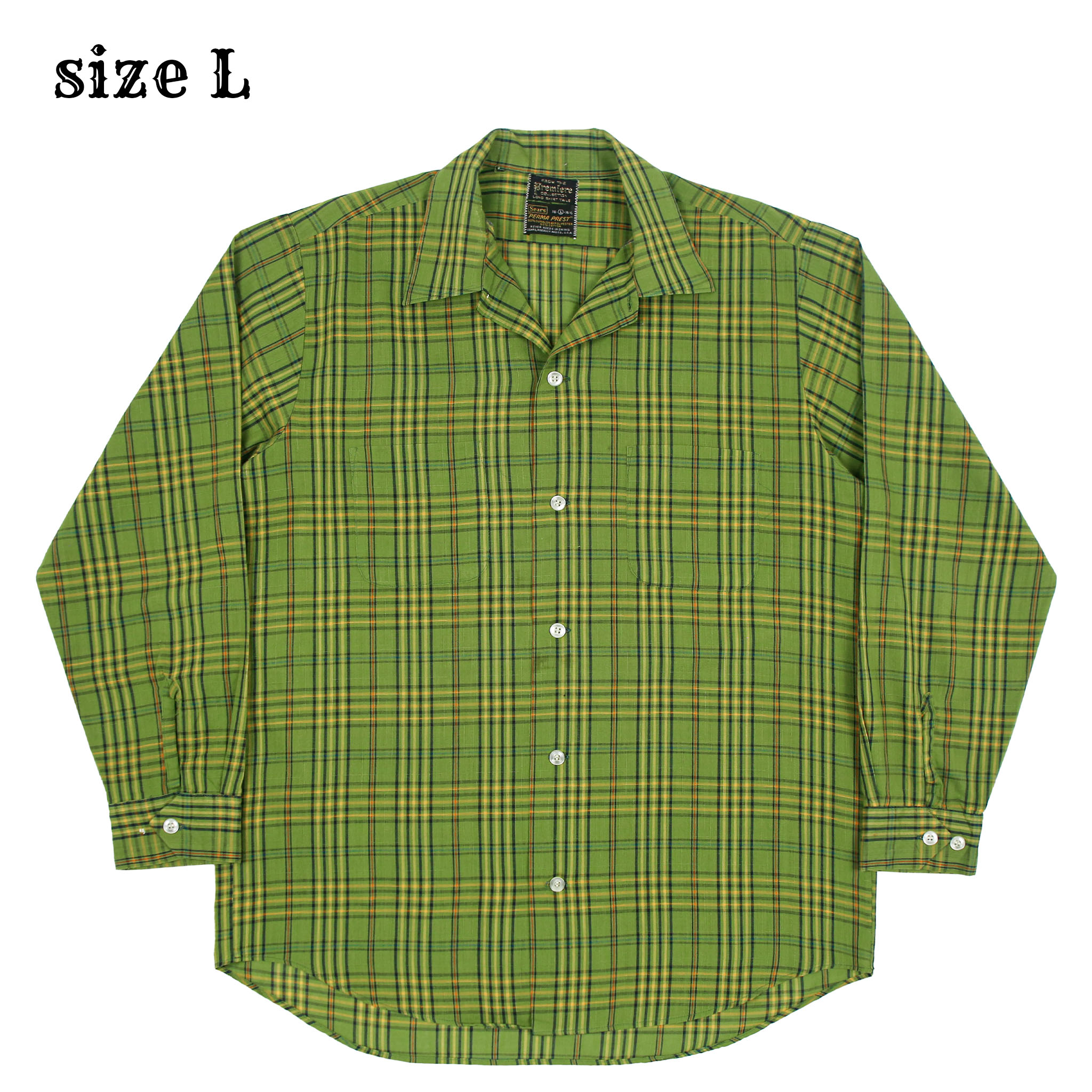 60s Vintage Sears Perma Prest Plaid Shirt Size L