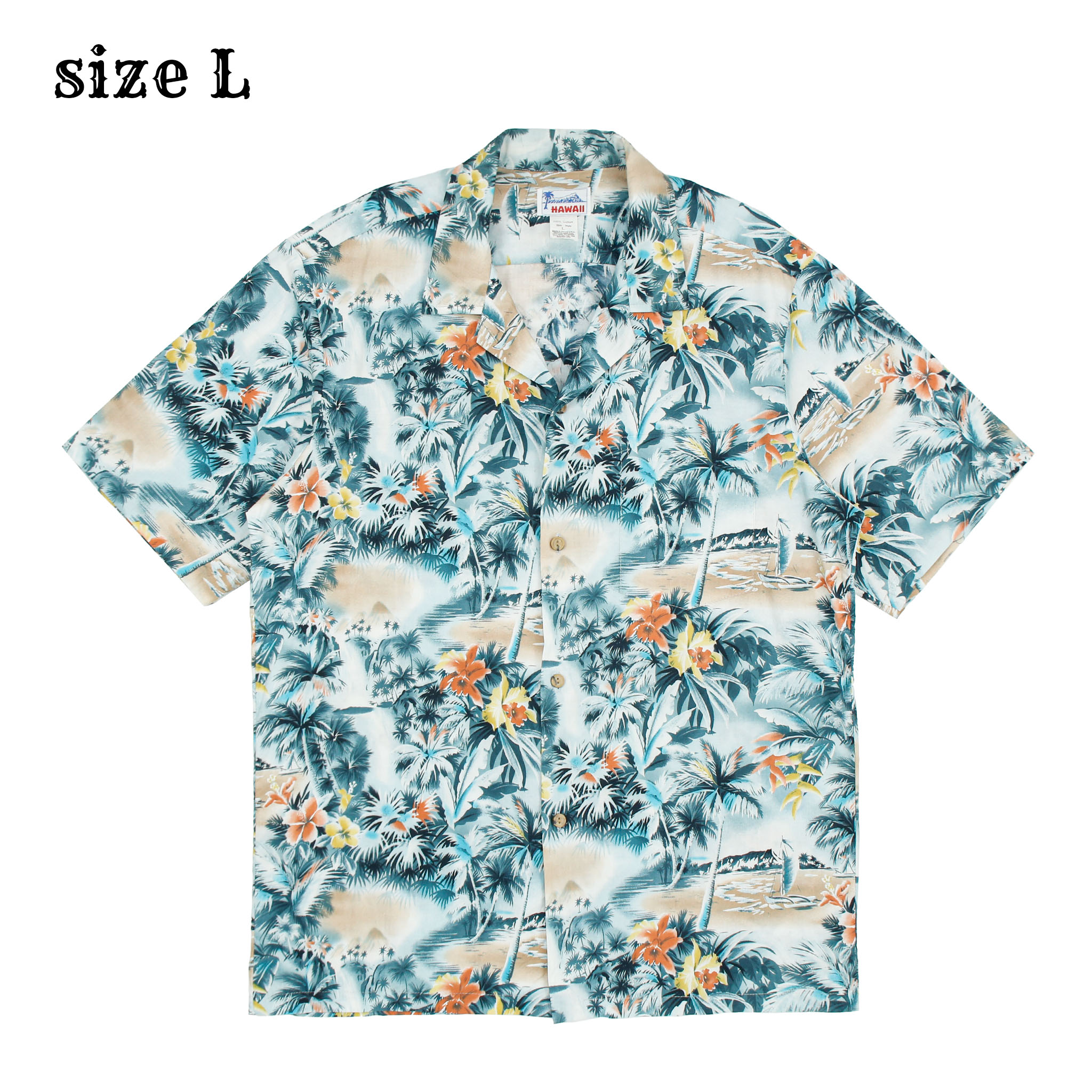 Hawaii Brand Aloha Style Hawaiian Shirt Size L