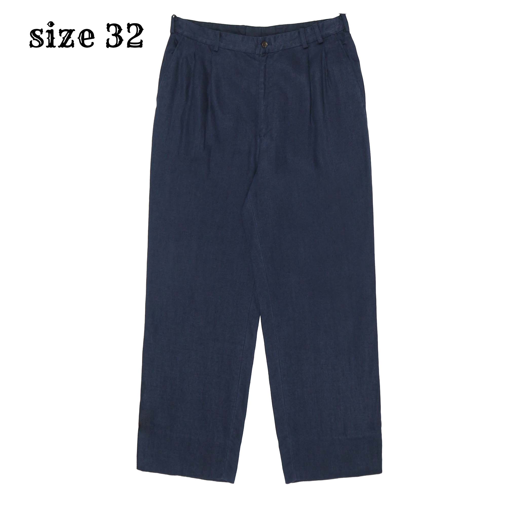 Papas Japan Made Navy Pleated Trousers Size 32