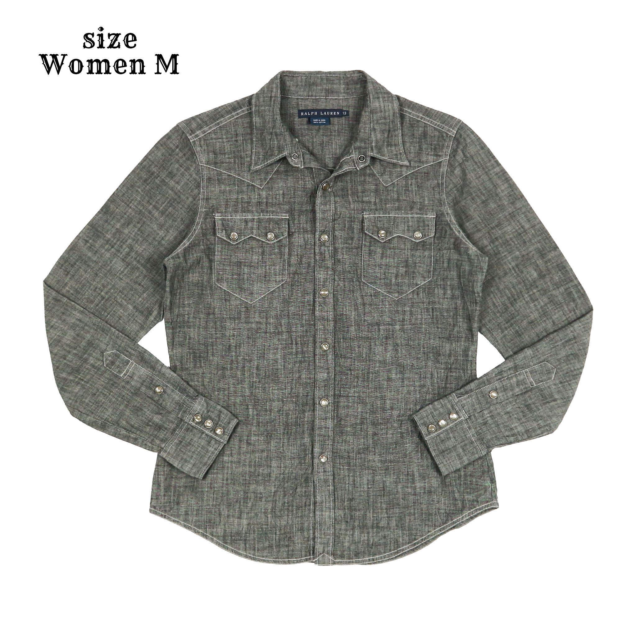 Ralph Lauren Chambray Western Shirt Women Size M