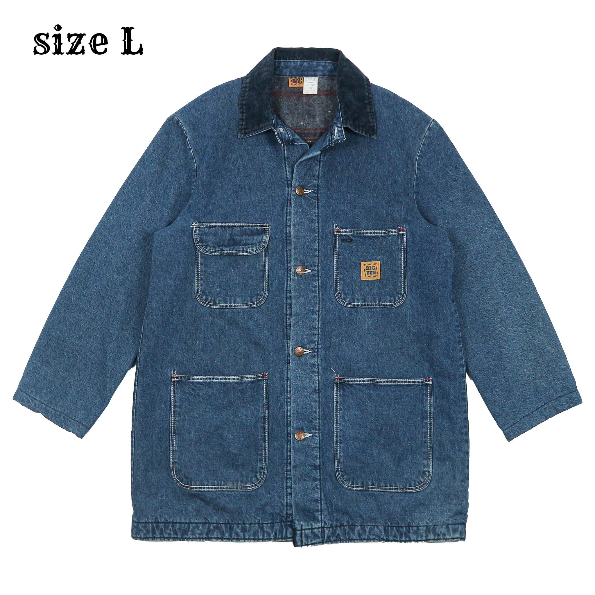 Vintage 70s Big Ben USA Blanket Lined Denim Jacket Size L