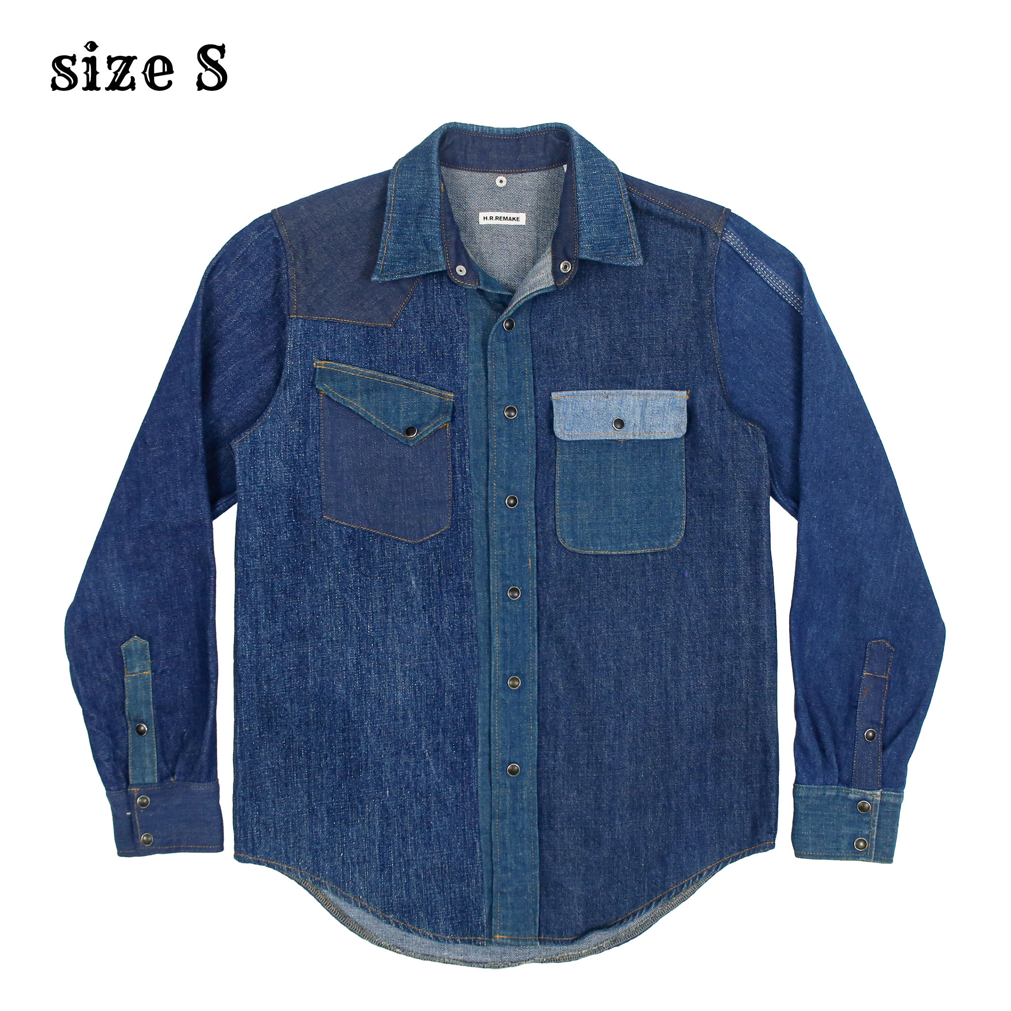 H.R.Remake Blue Blue Denim Western Shirt Size S