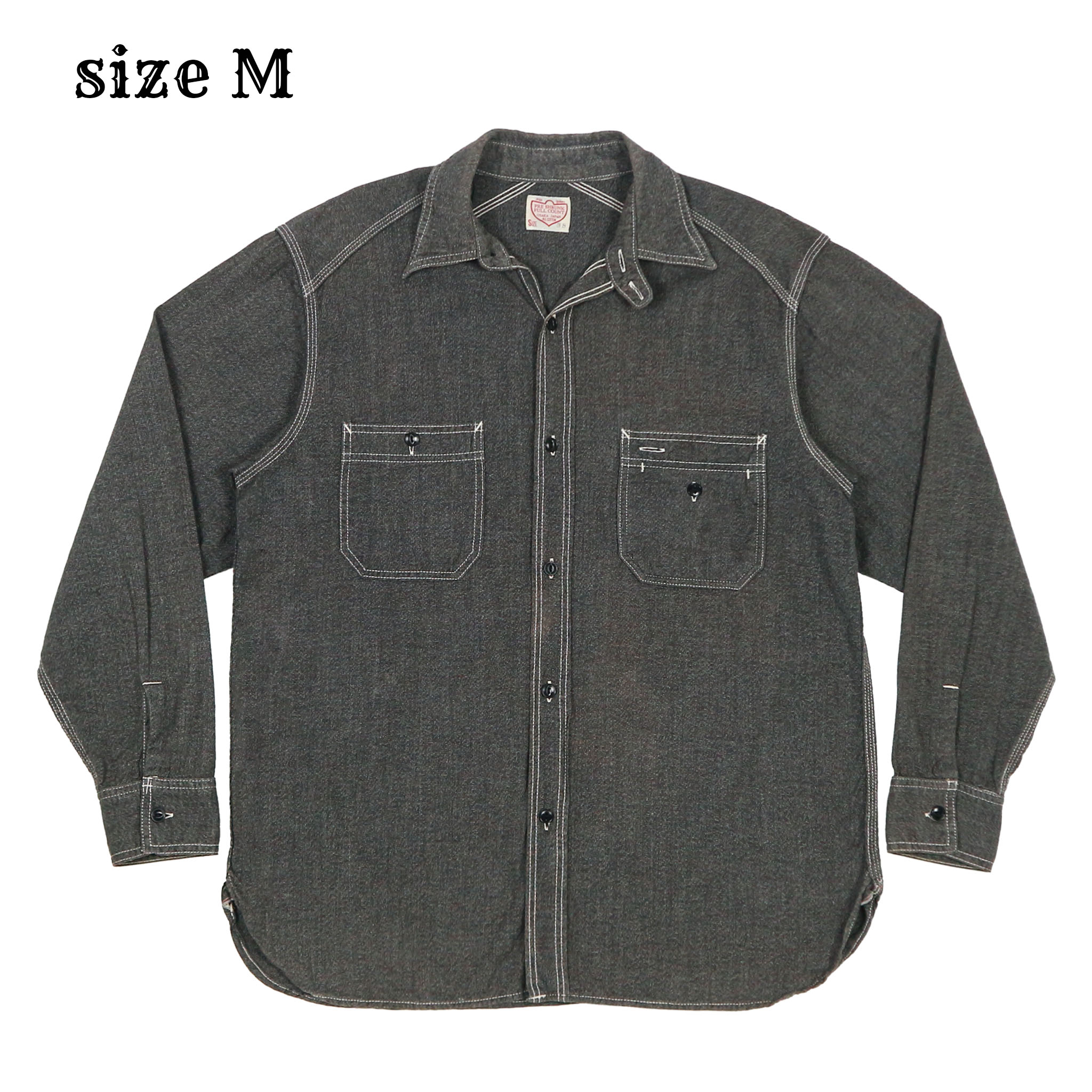Full Count Japan Salt-Pepper Work Shirt Size M