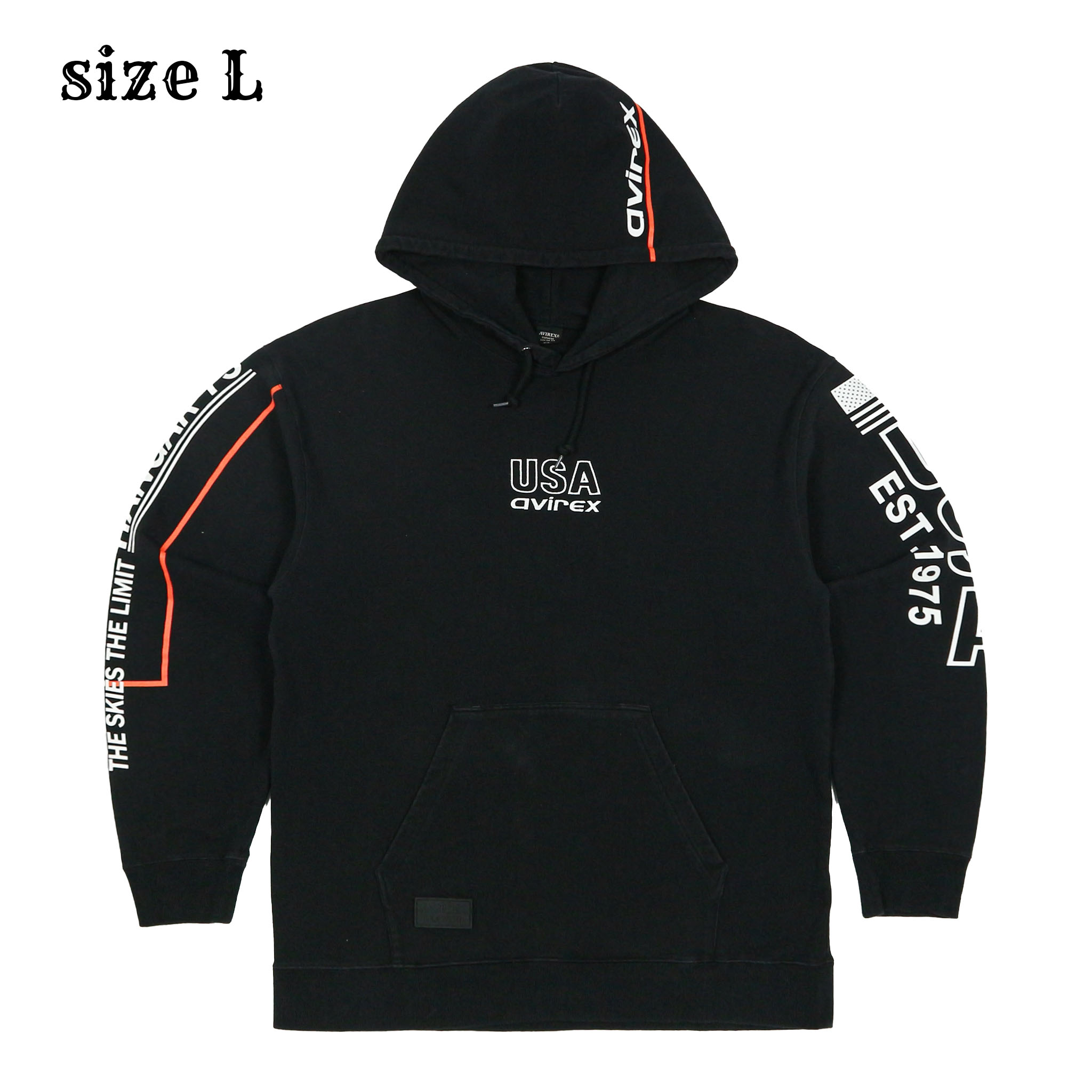 Avirex Logo Embroidery Hoodie Size L