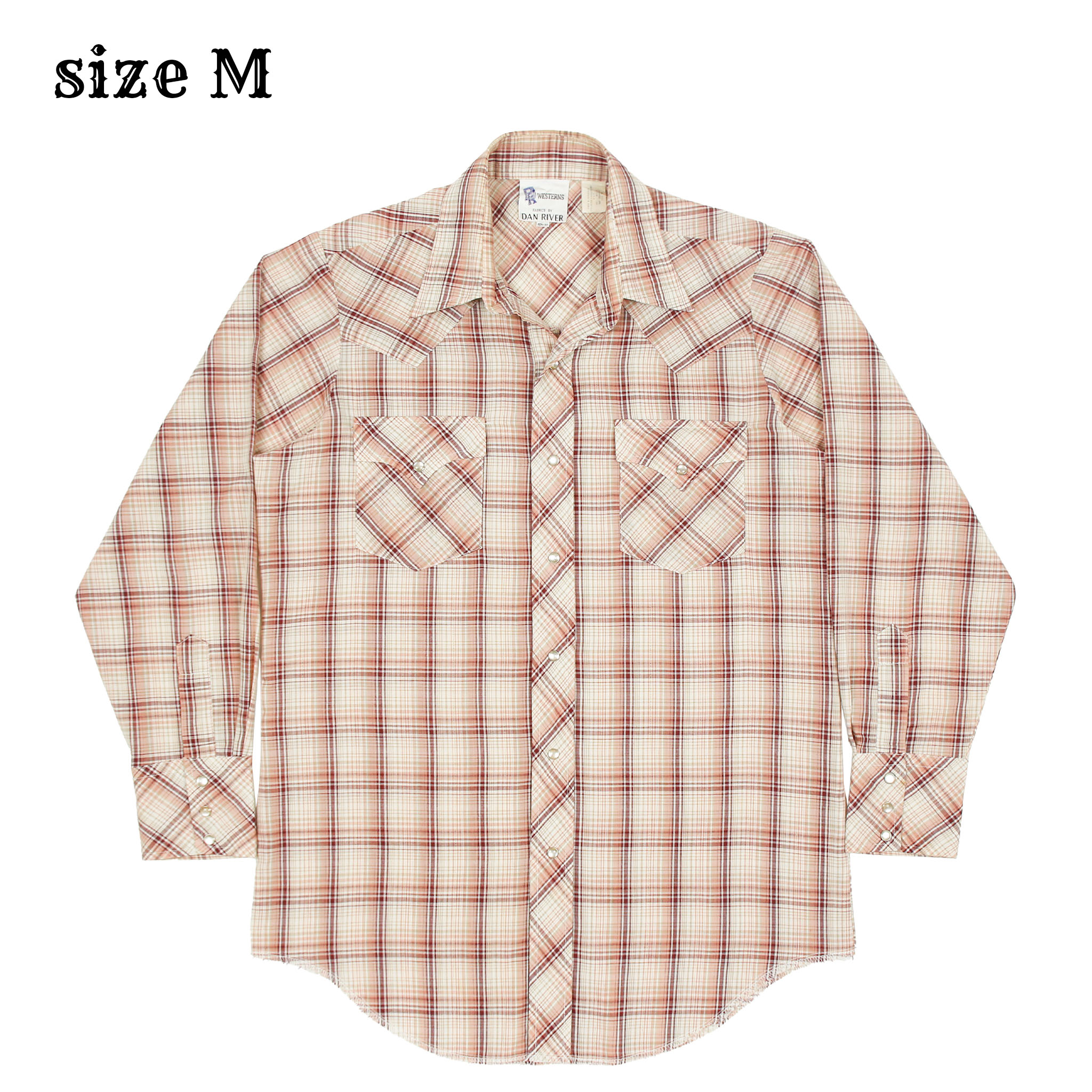 80s Dan River Brand Plaid Western Shirt Size M