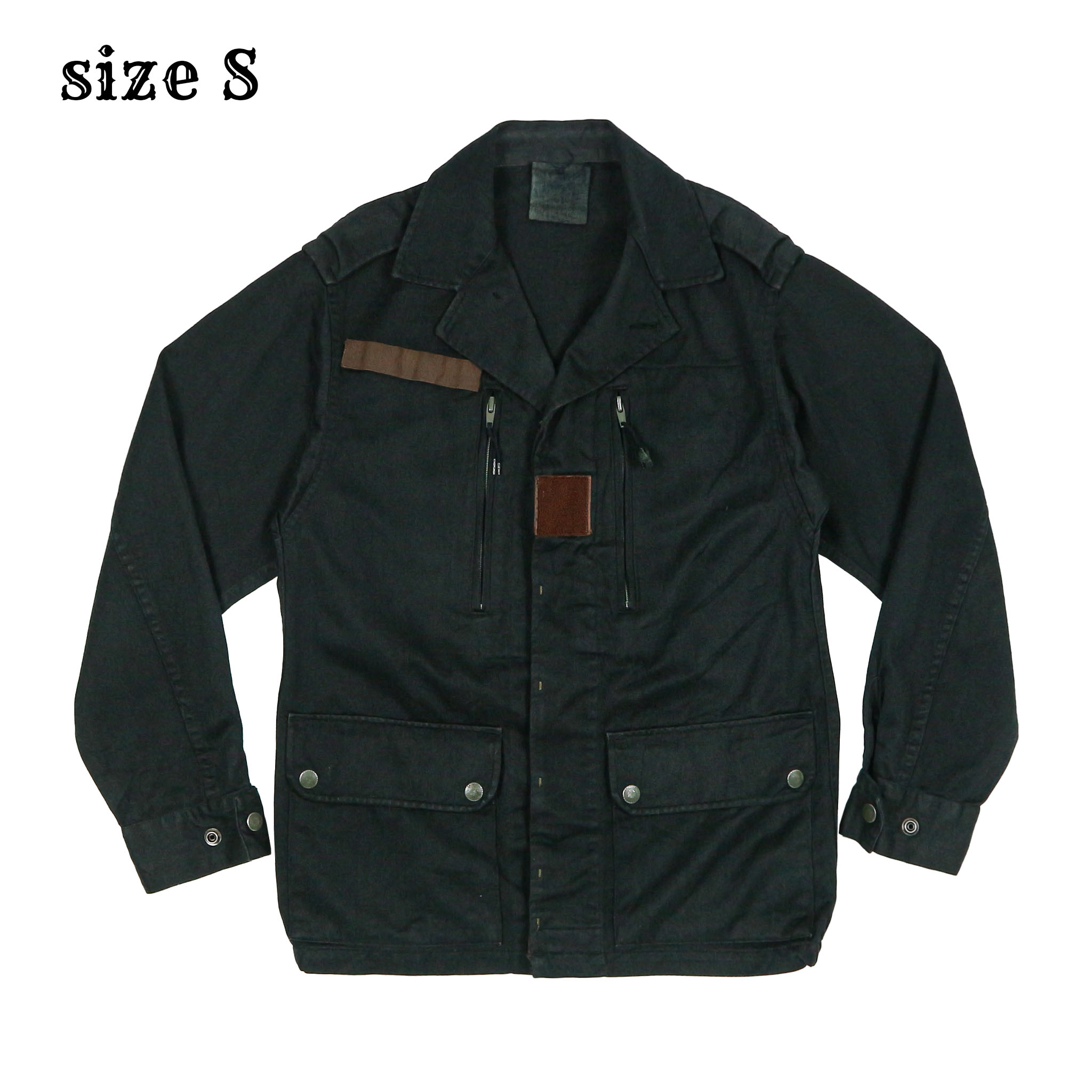 Vtg French Army Black-dyed Field Jacket Size S