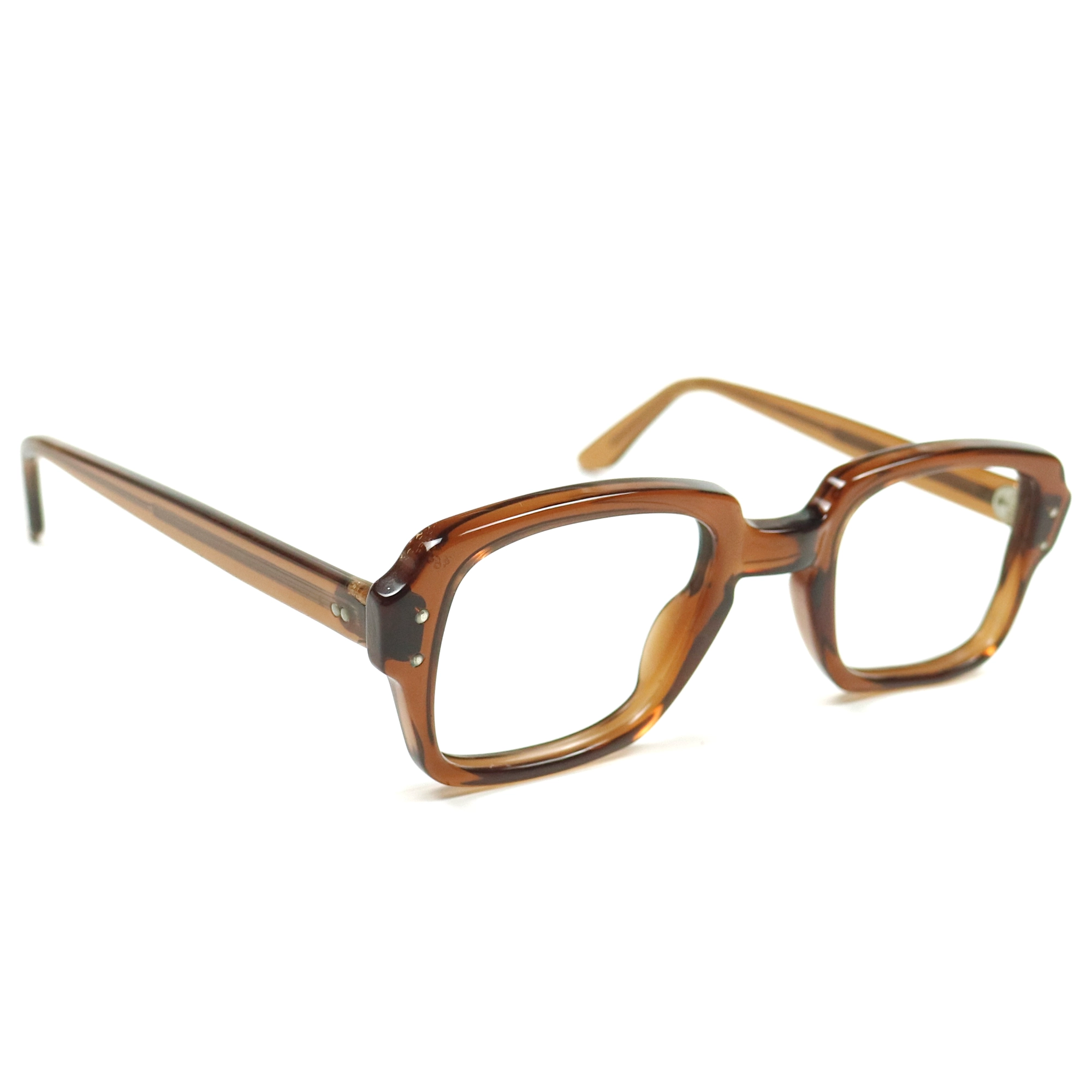 80s U.S. Military Issue Glasses Square Frame - Brown [48-24]