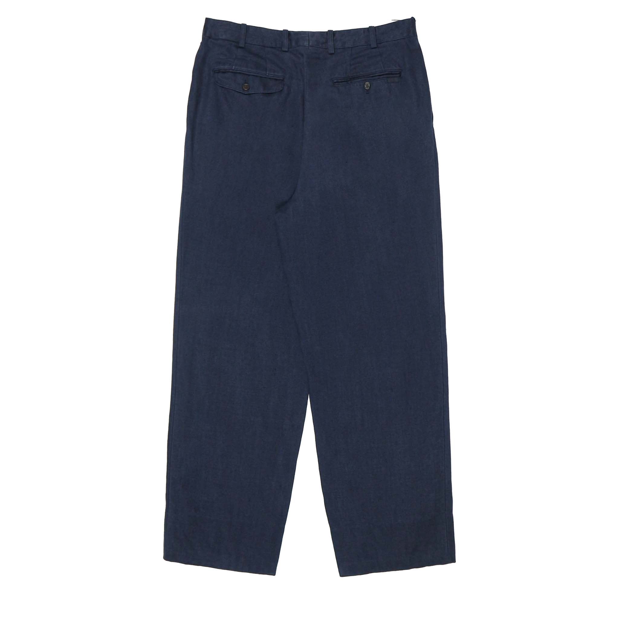 Papas Japan Made Navy Pleated Trousers Size 32