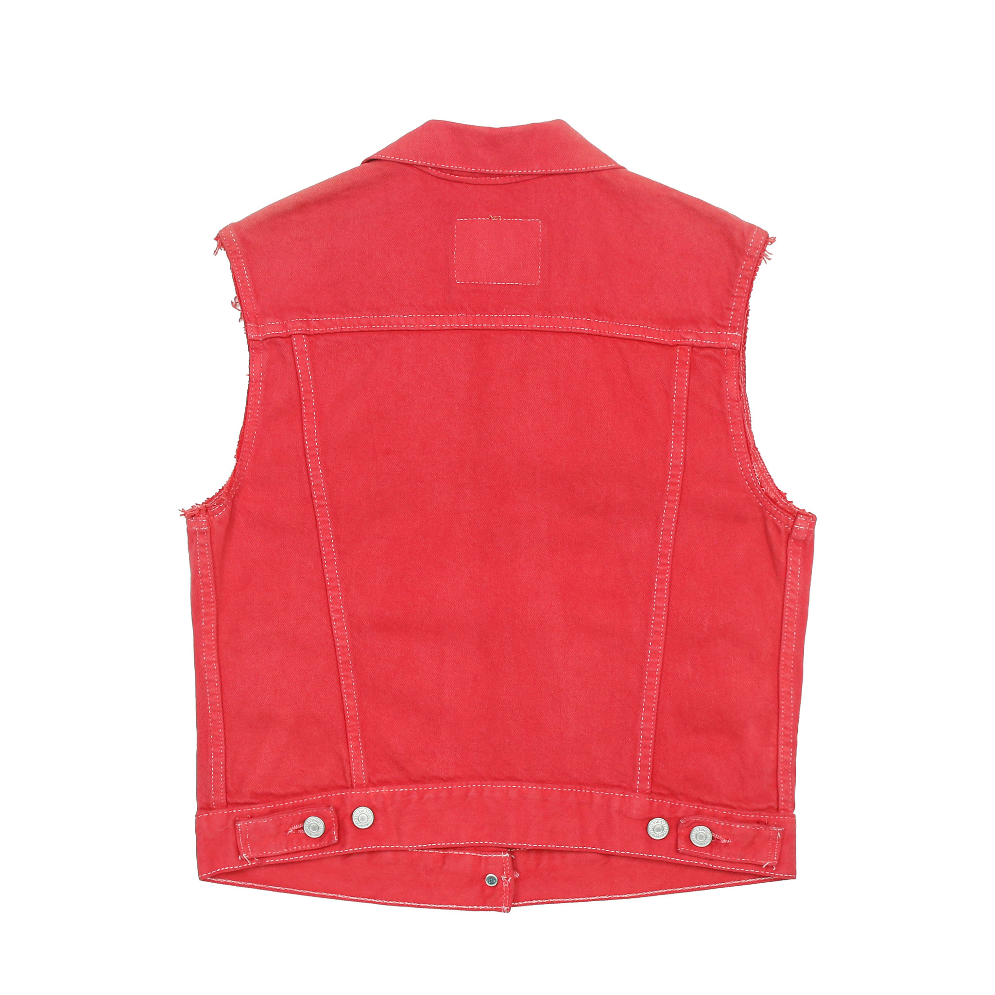 Vtg 80s Levi's USA Red Denim Vest Women Size M