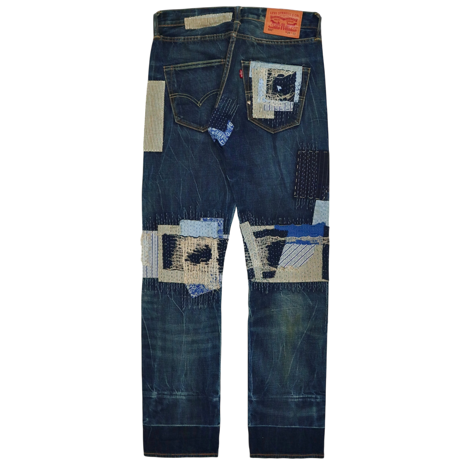 Levi's 501 Sashiko Patchwork Selvedge Denim Jeans Size 28