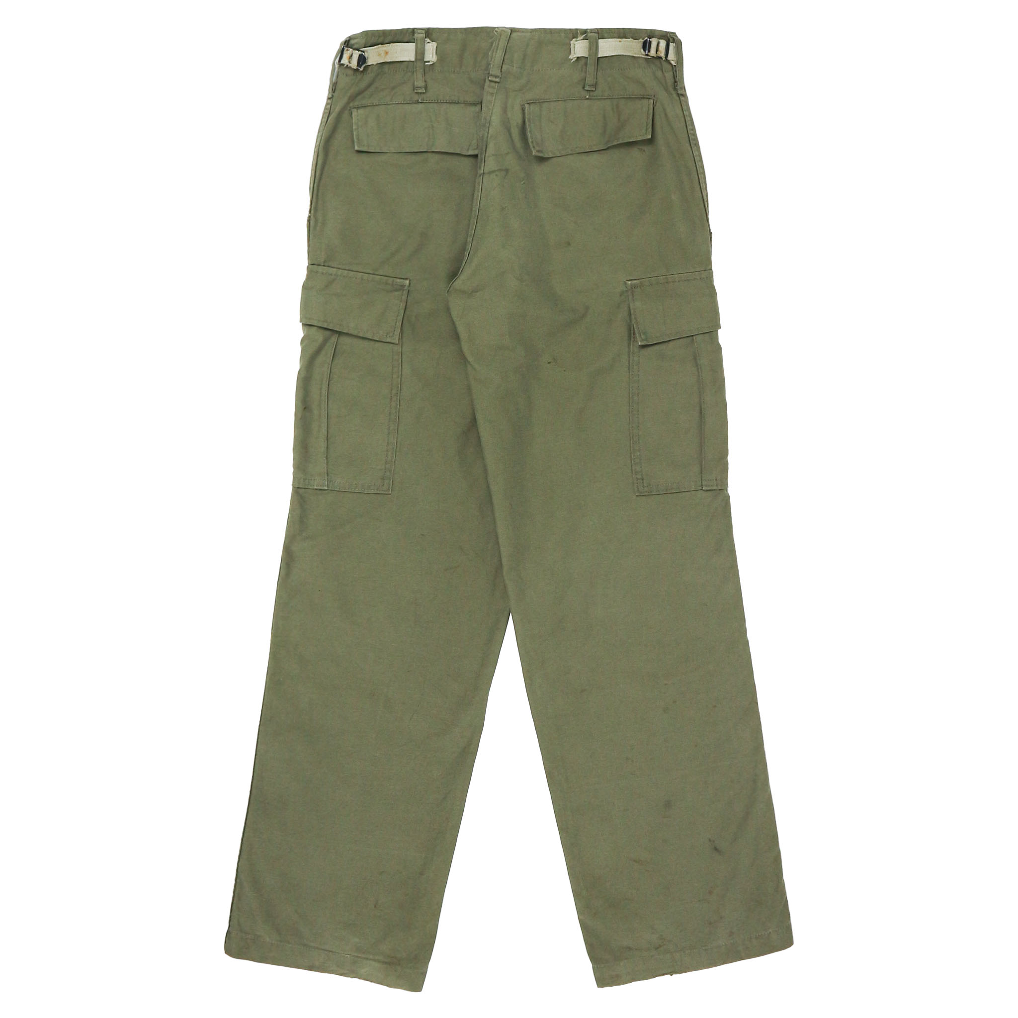 Vtg 70s Army Olive Sateen Cargo Pants Size 28