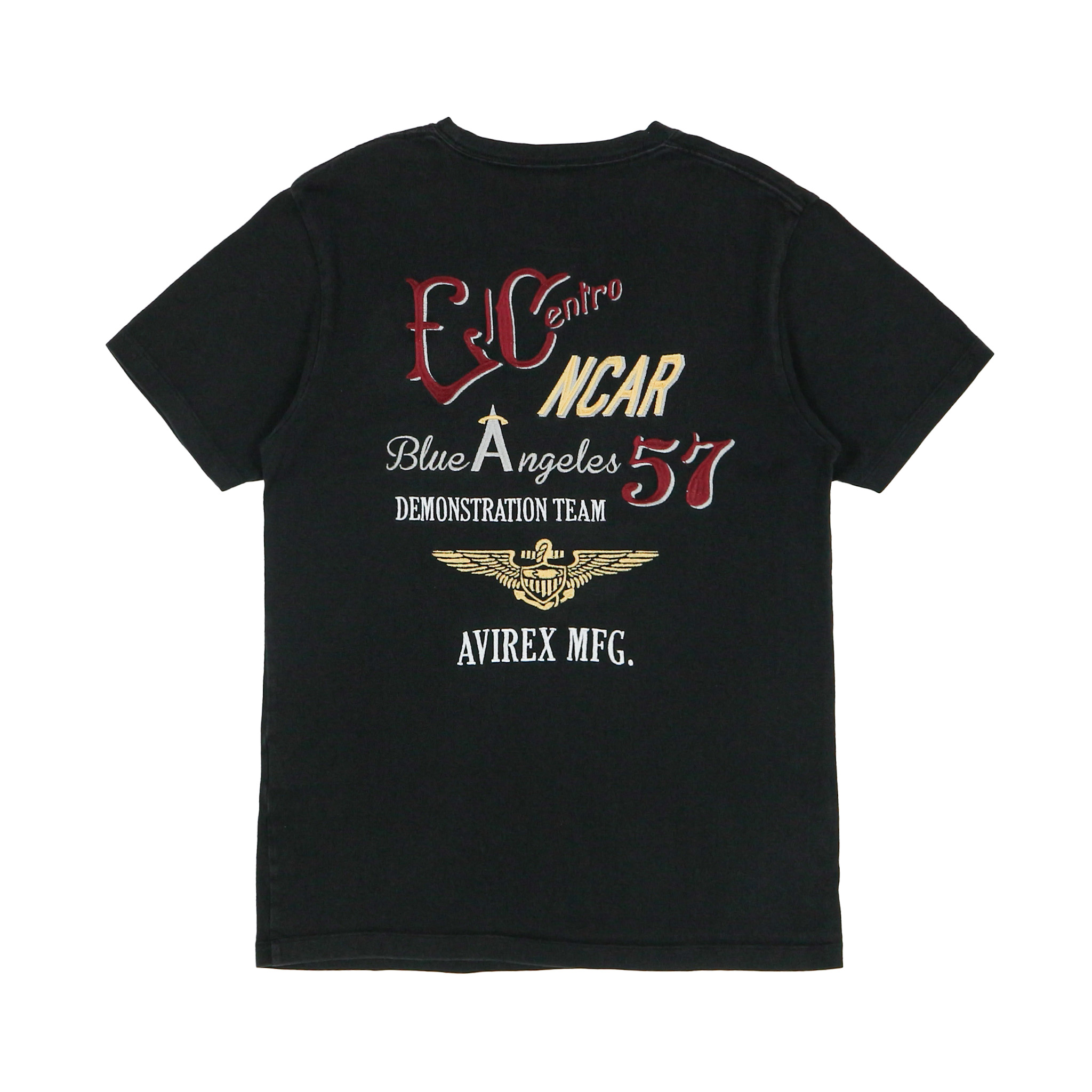 Avirex Black Air Command Embroidery T-Shirt Size M