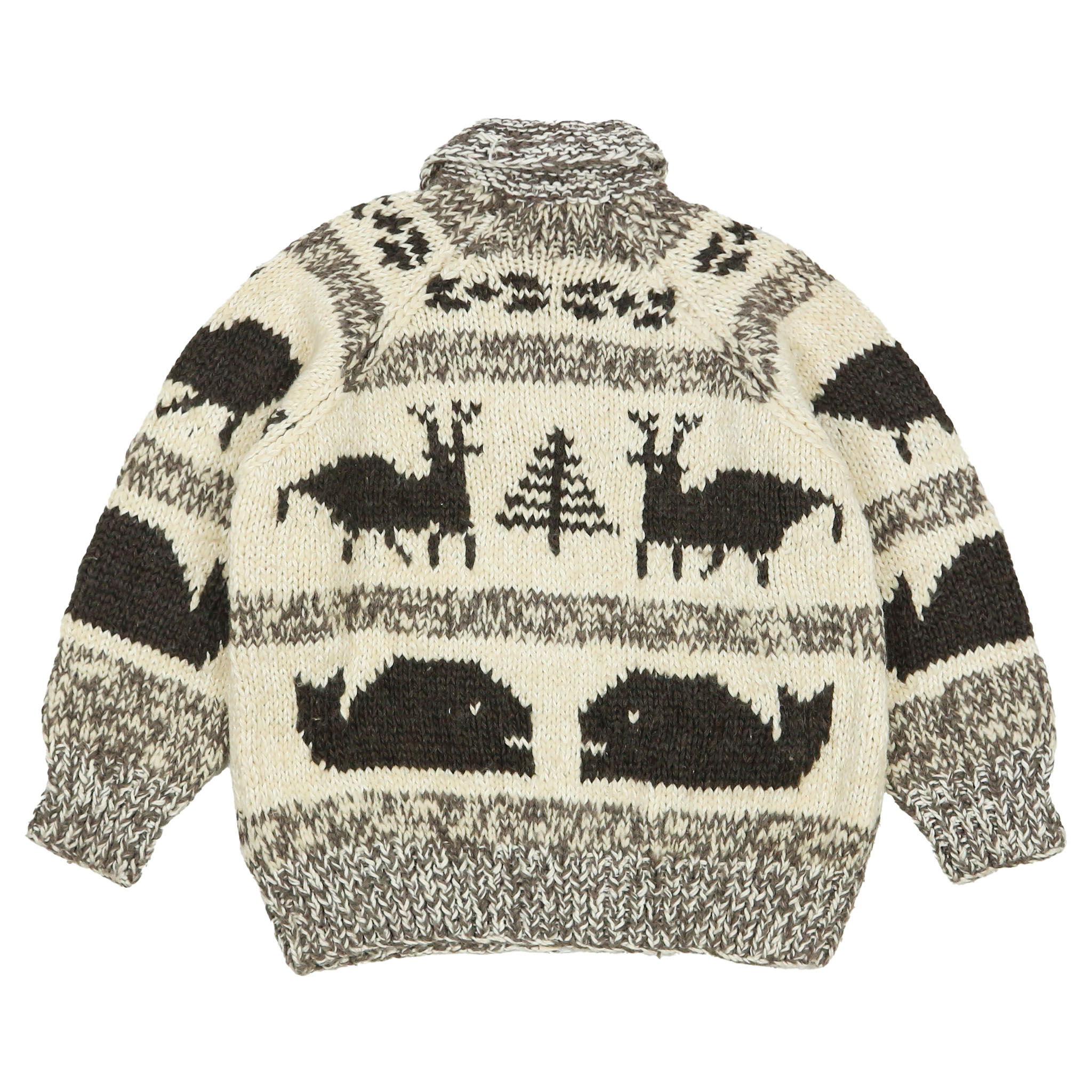 Flashup Hunting Cowichan Hand-knitted Wool Sweater Size L