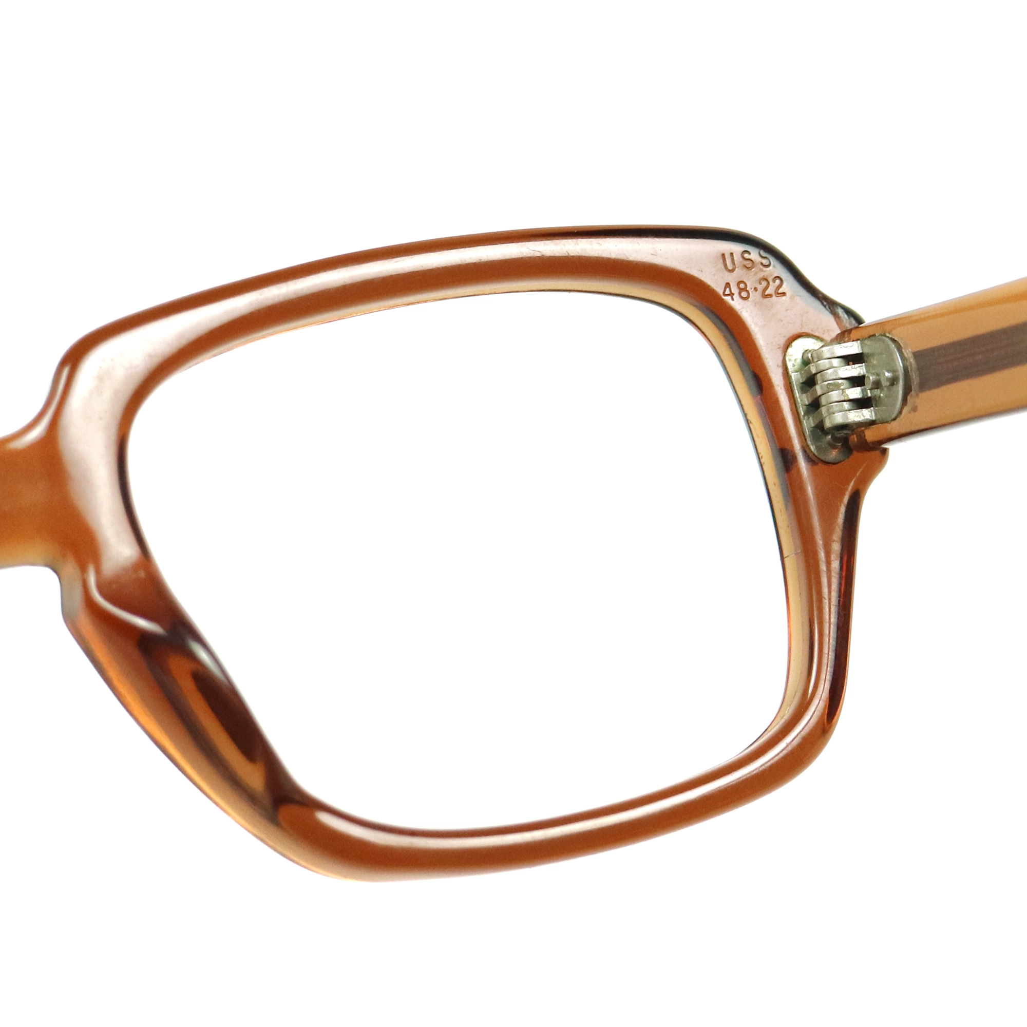 80s U.S. Military Issue Glasses Square Frame - Brown [48-22]