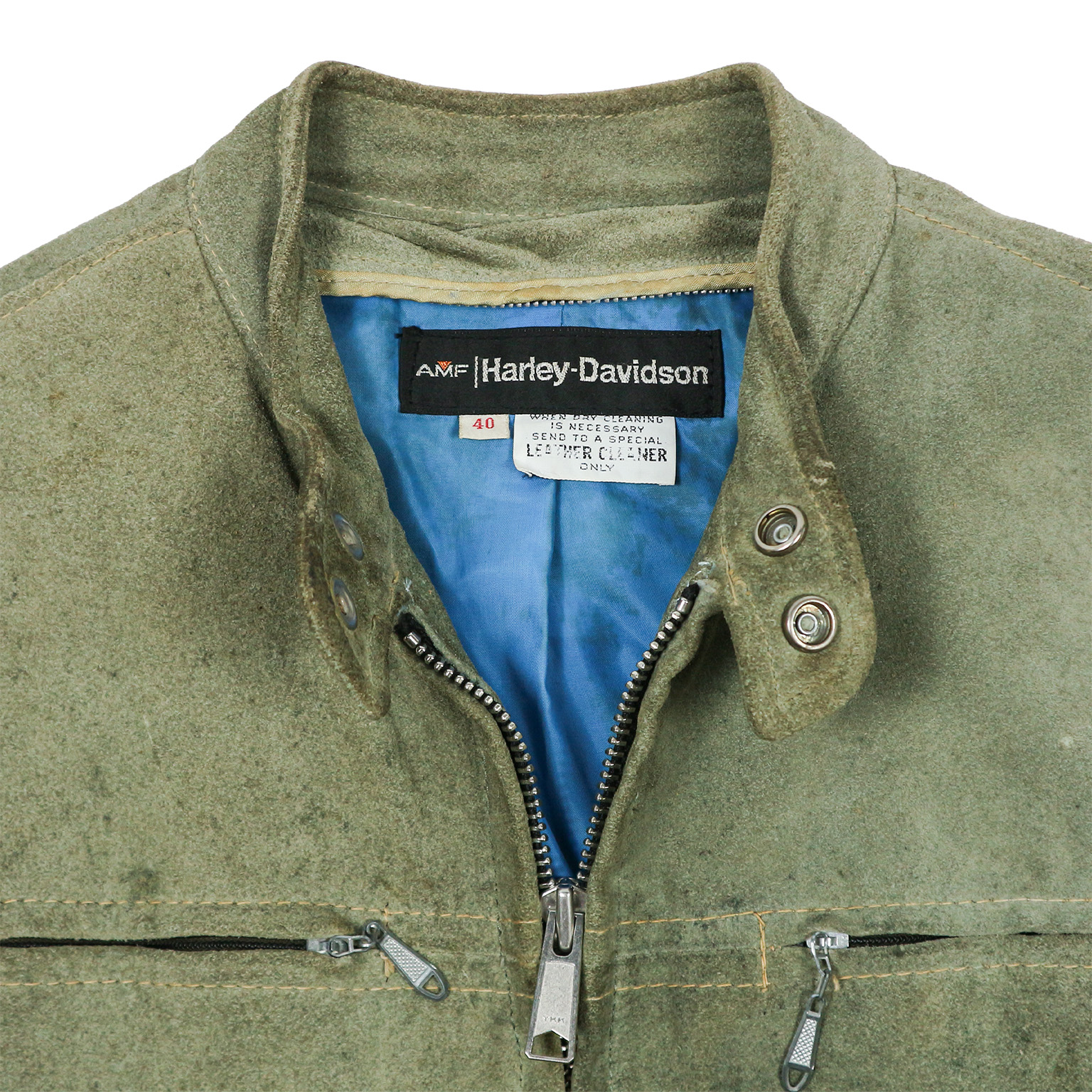 Vtg 70s Harley Davidson AMF Suede Biker Jacket Size M