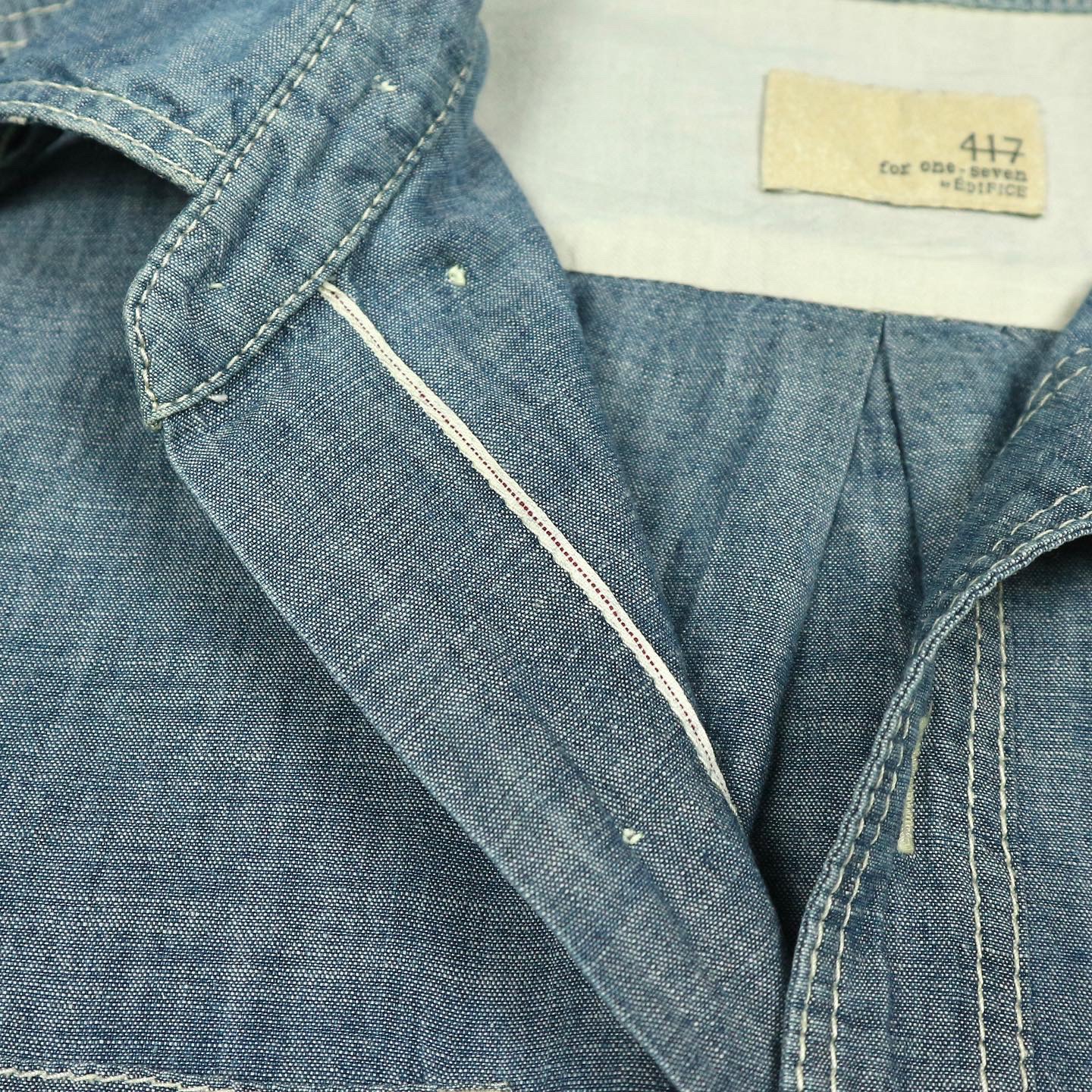 For One-Seven Selvedge Chambray Work Shirt Size XS