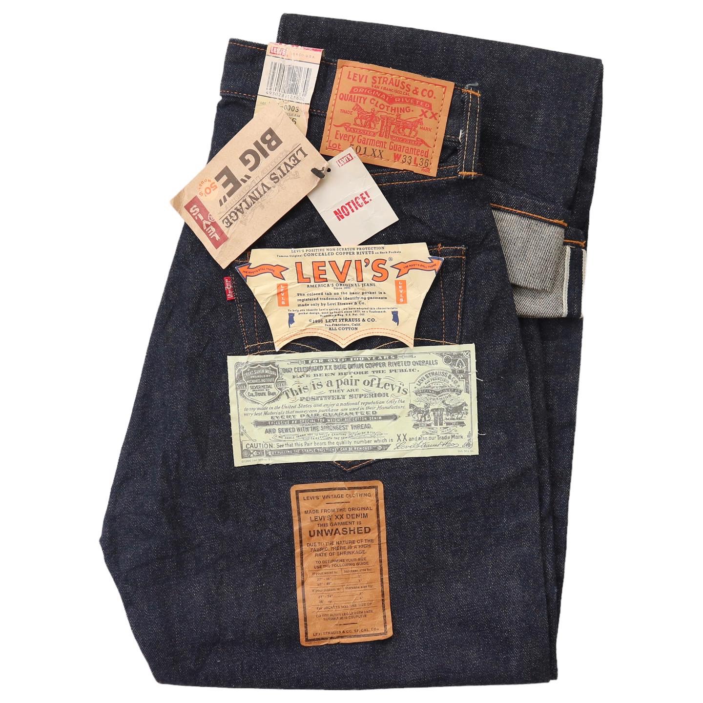 LEVI’S VINTAGE CLOTHING Lot 501XX 1955 Selvedge Denim Jeans Size 33