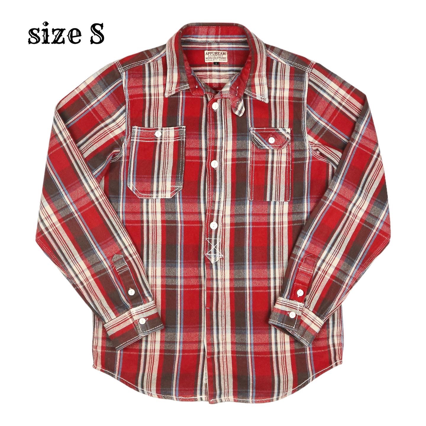 APPUREAM Heavy Flannel Work Shirt Size S