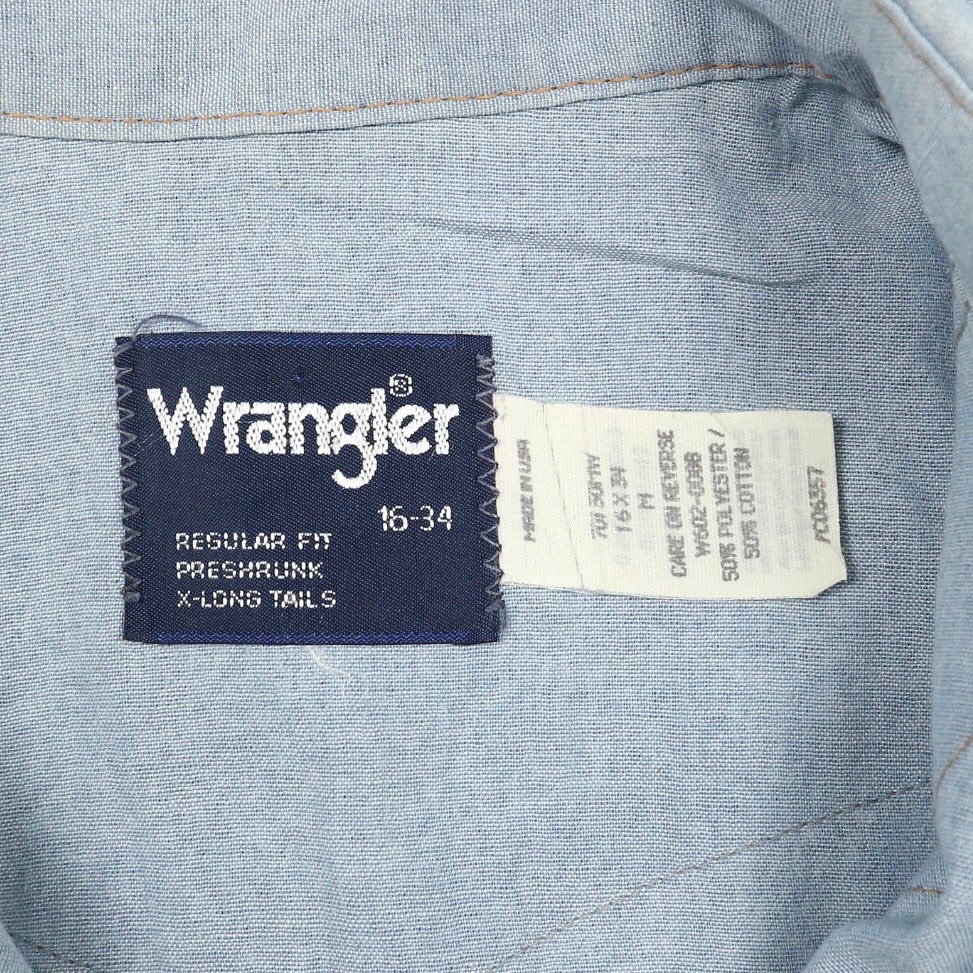 Vintage 80s Wrangler Chambray Western Shirt Size M