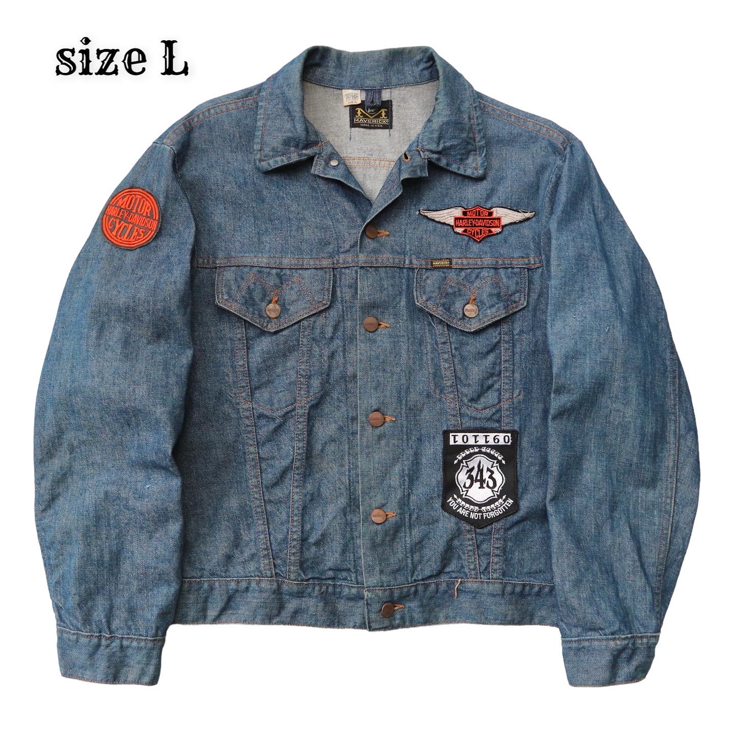 Vintage 70s Maverick Denim Jacket H-D Patch Size L
