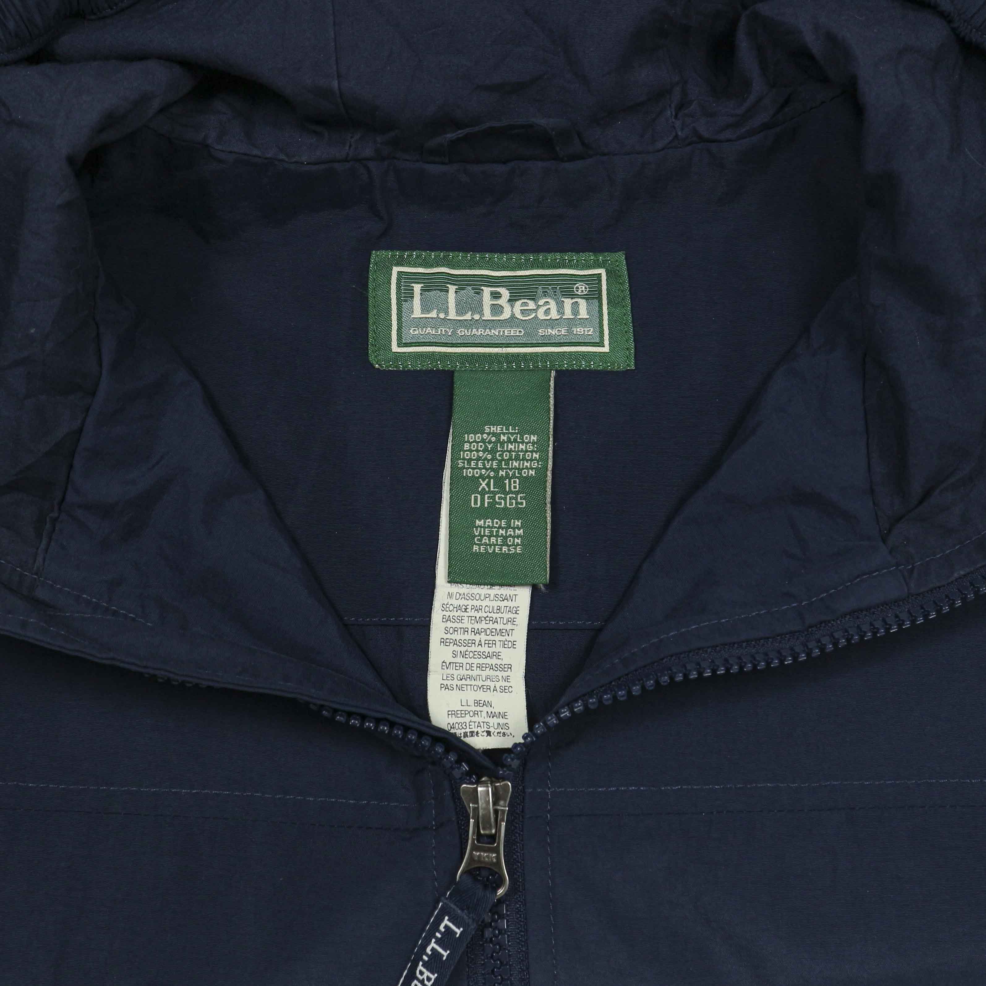 L.L.Bean Navy Nylon Hooded Jacket Size M