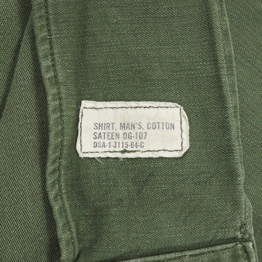 Vtg 60s U.S. Army OG-107 Sateen Shirt Size S