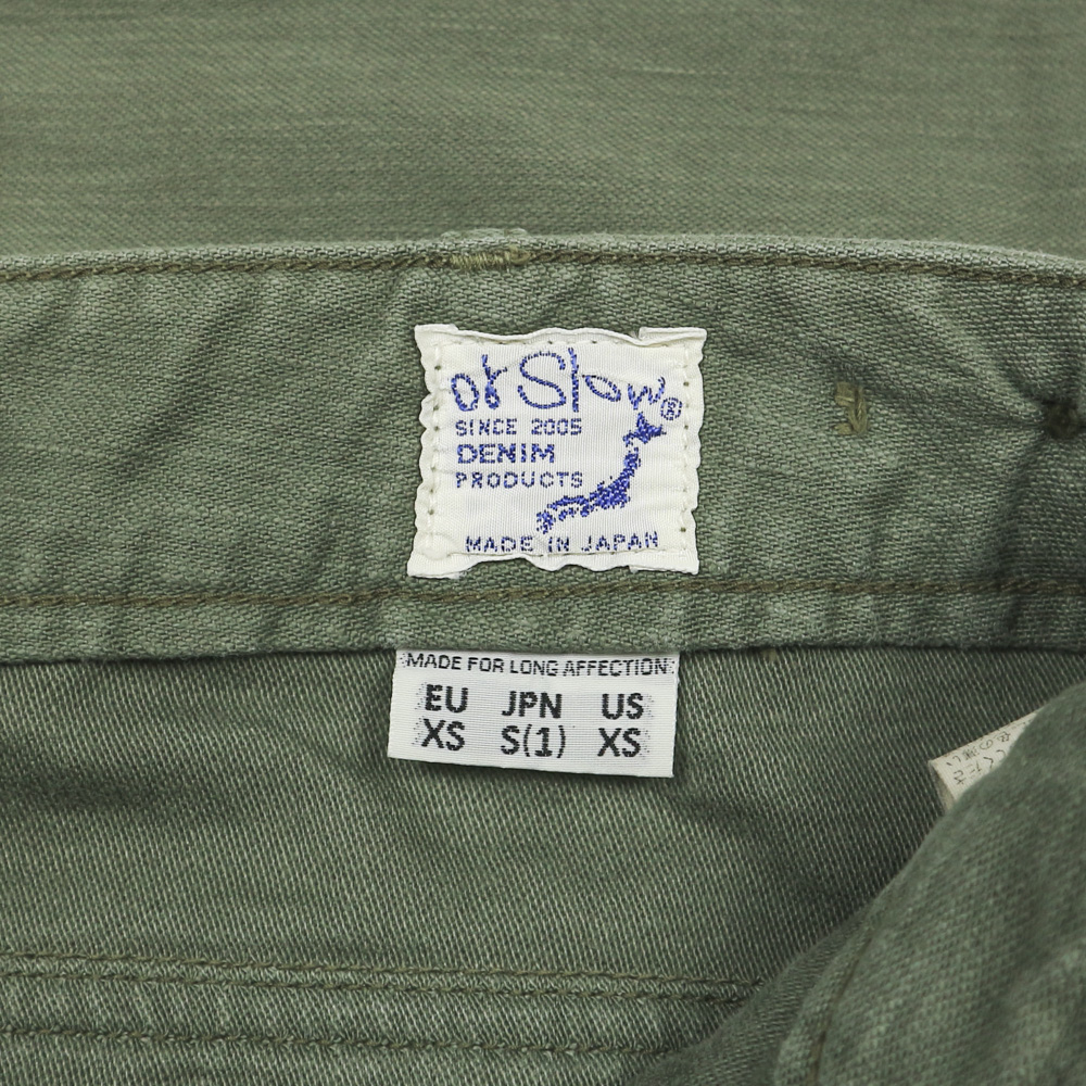 orSlow Japan Olive Sateen Slim Fatigue Pants Size 27