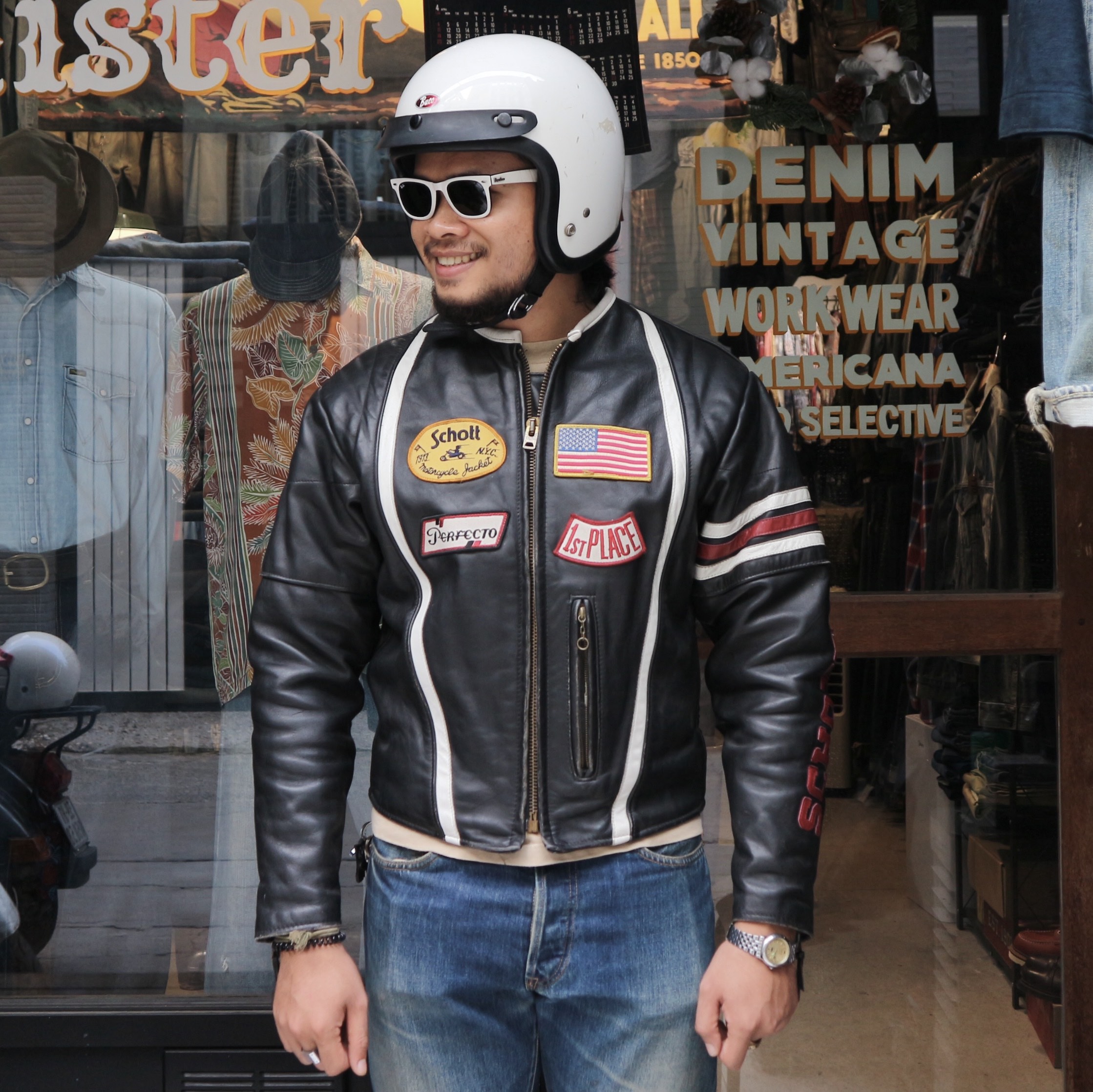 Schott USA Racer Leather Jacket Size M