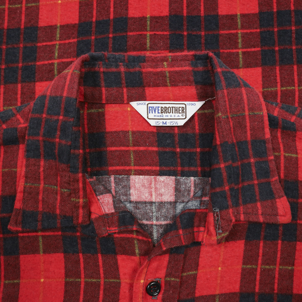 Vtg Five Brother Made in USA Plaid Shirt Size M