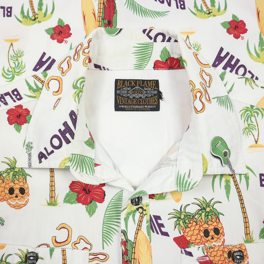 Black Flame Brand Hawaiian Shirt Size M