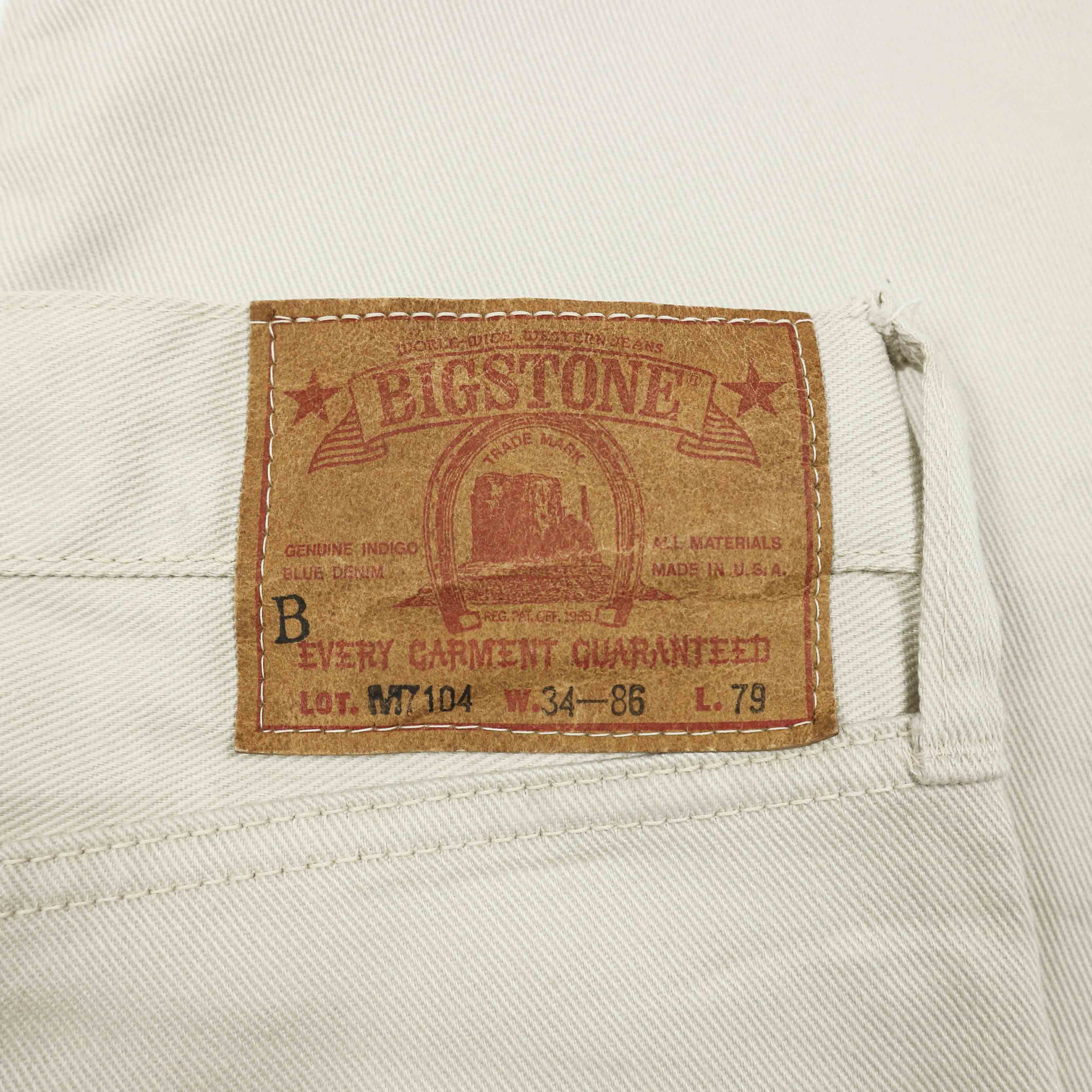Vtg 70s Big Stone Ivory Denim Jeans Size 32