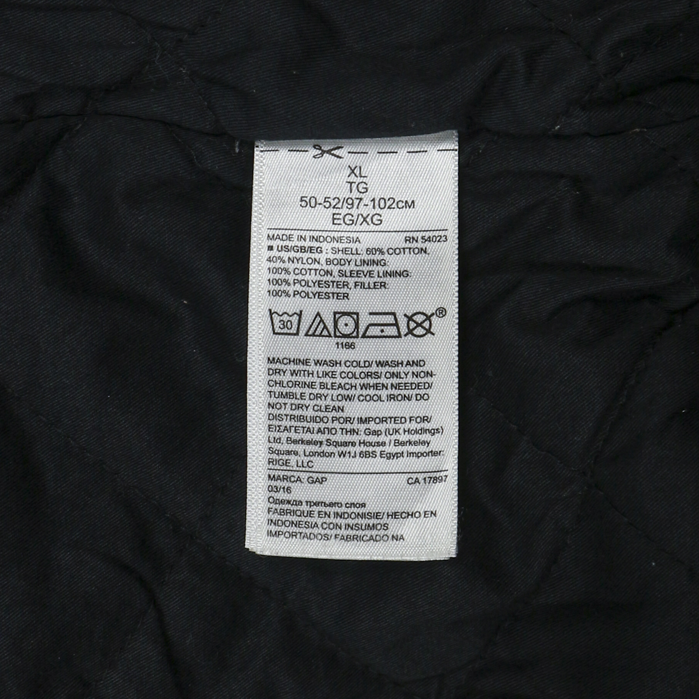 00s GAP Black Quilt-lined Bomber Jacket Size XL