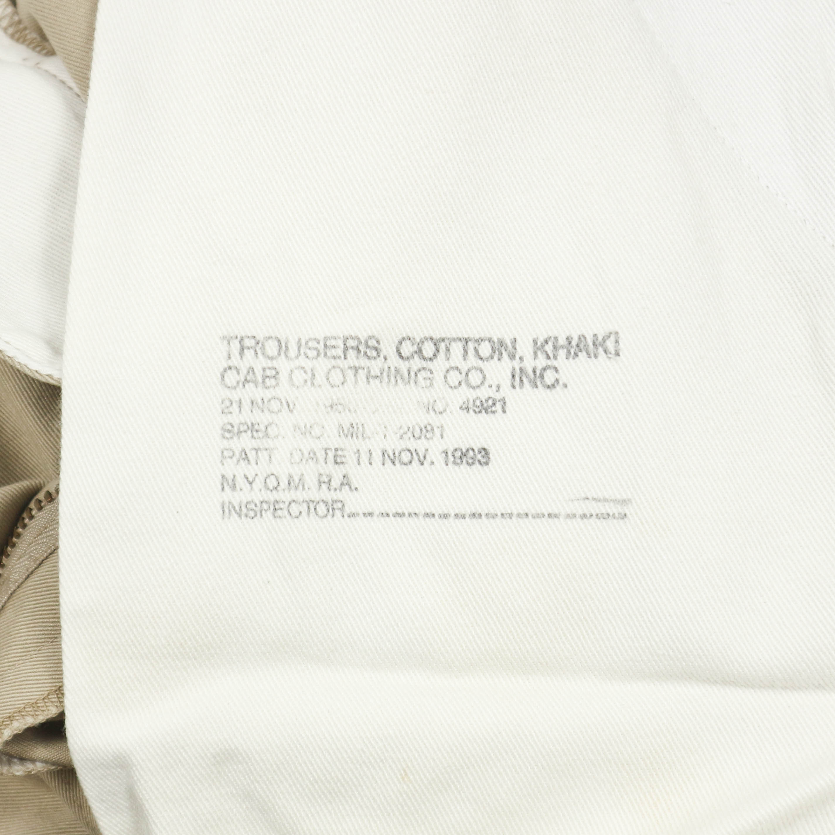 Cab Clothing Japan Officer Khaki Trousers Size 32