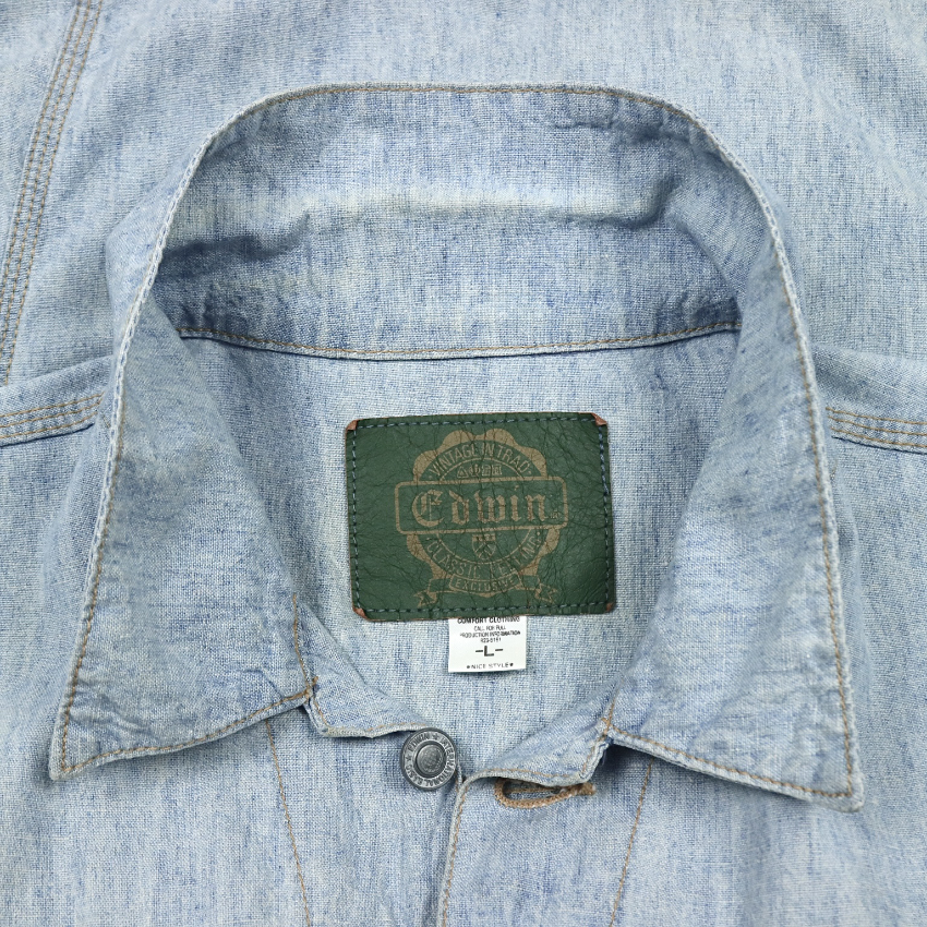 90s Edwin Japan Cotton Hemp Trucker Jacket Size L