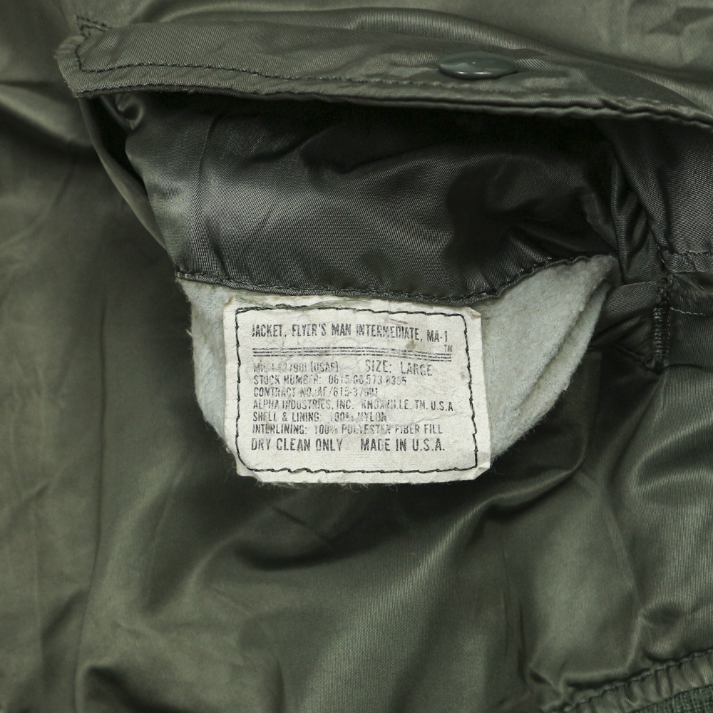 Alpha Industries USA Made MA-1 Bomber Jacket Size L