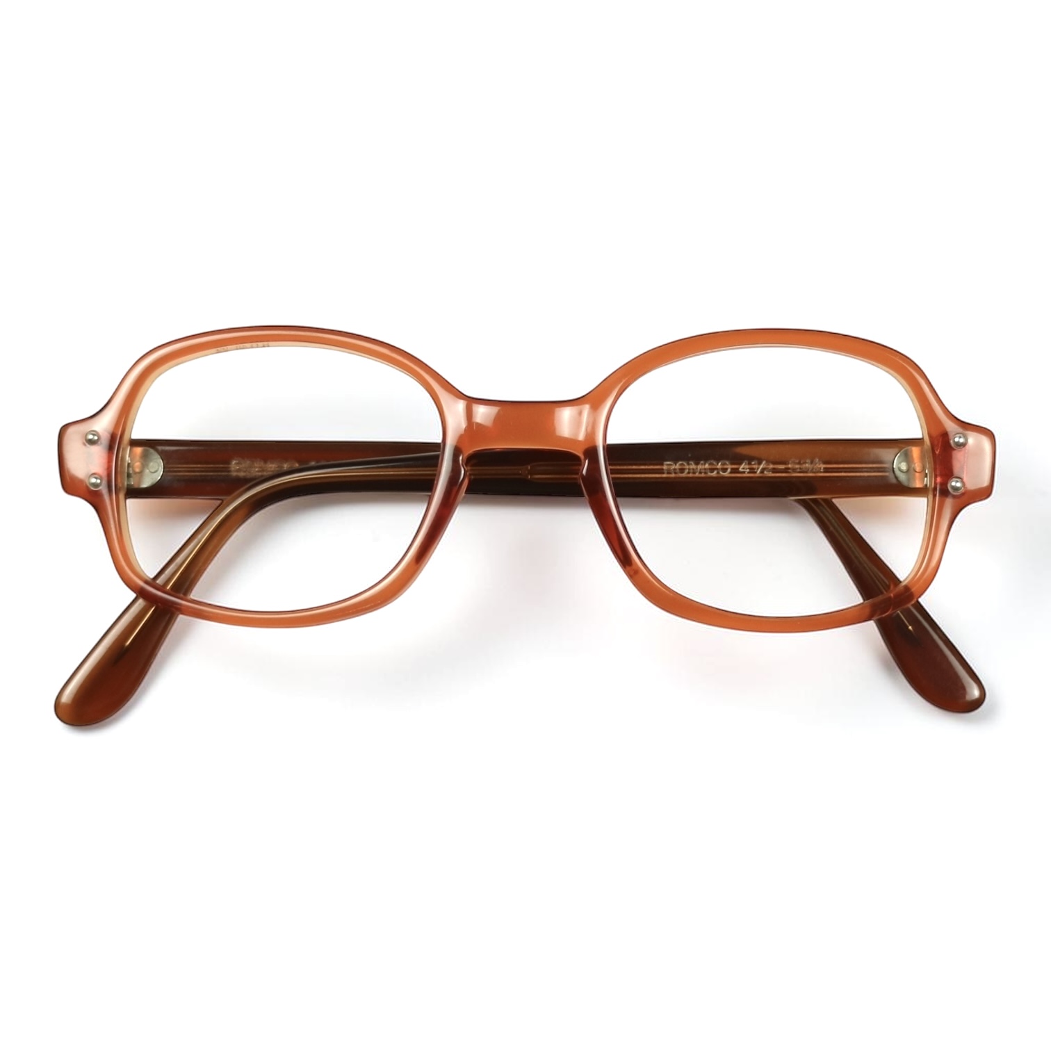 80s U.S. Military Issue Glasses Oval Frame - Amber Red [48-22]