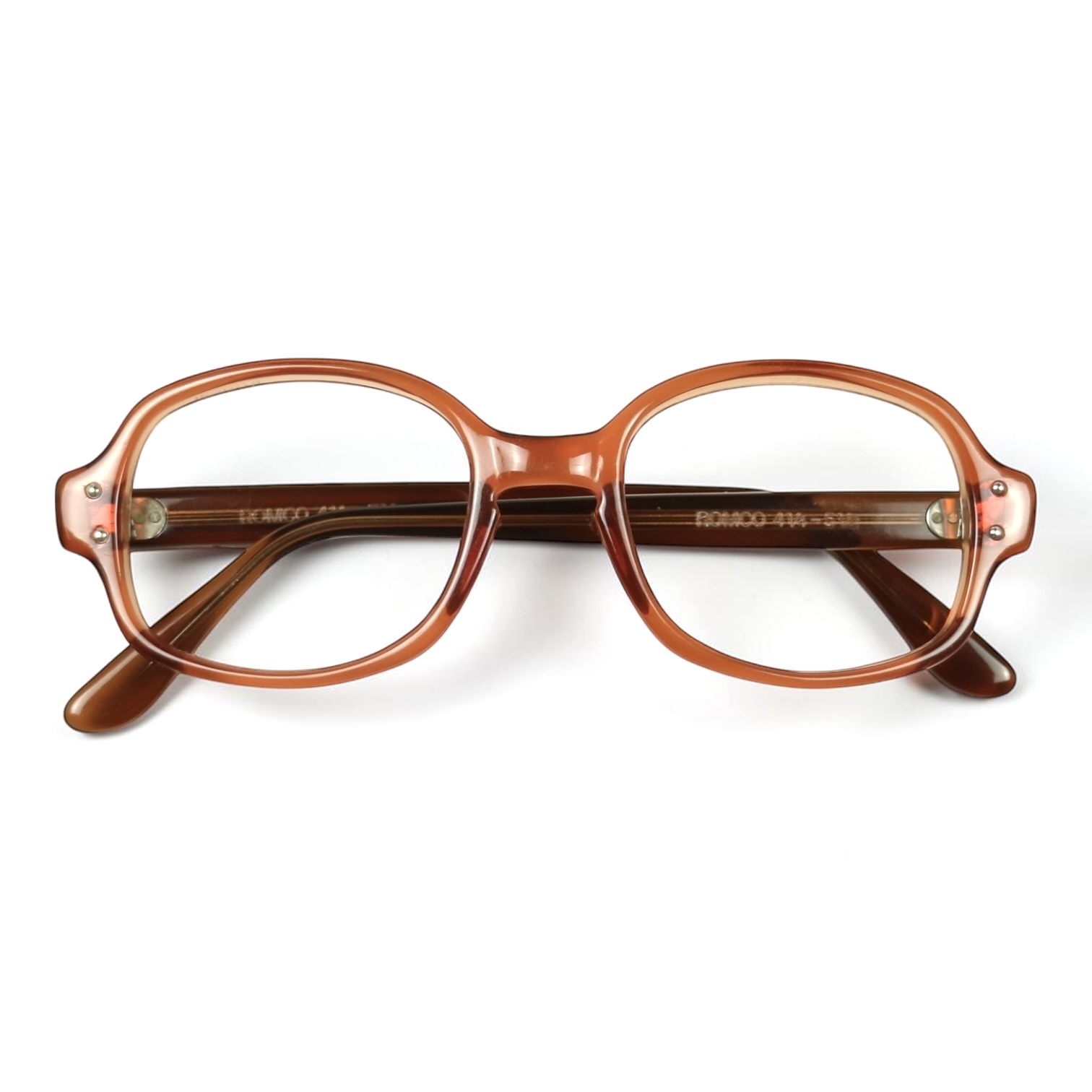 80s U.S. Military Issue Glasses Oval Frame - Amber Red [50-20]