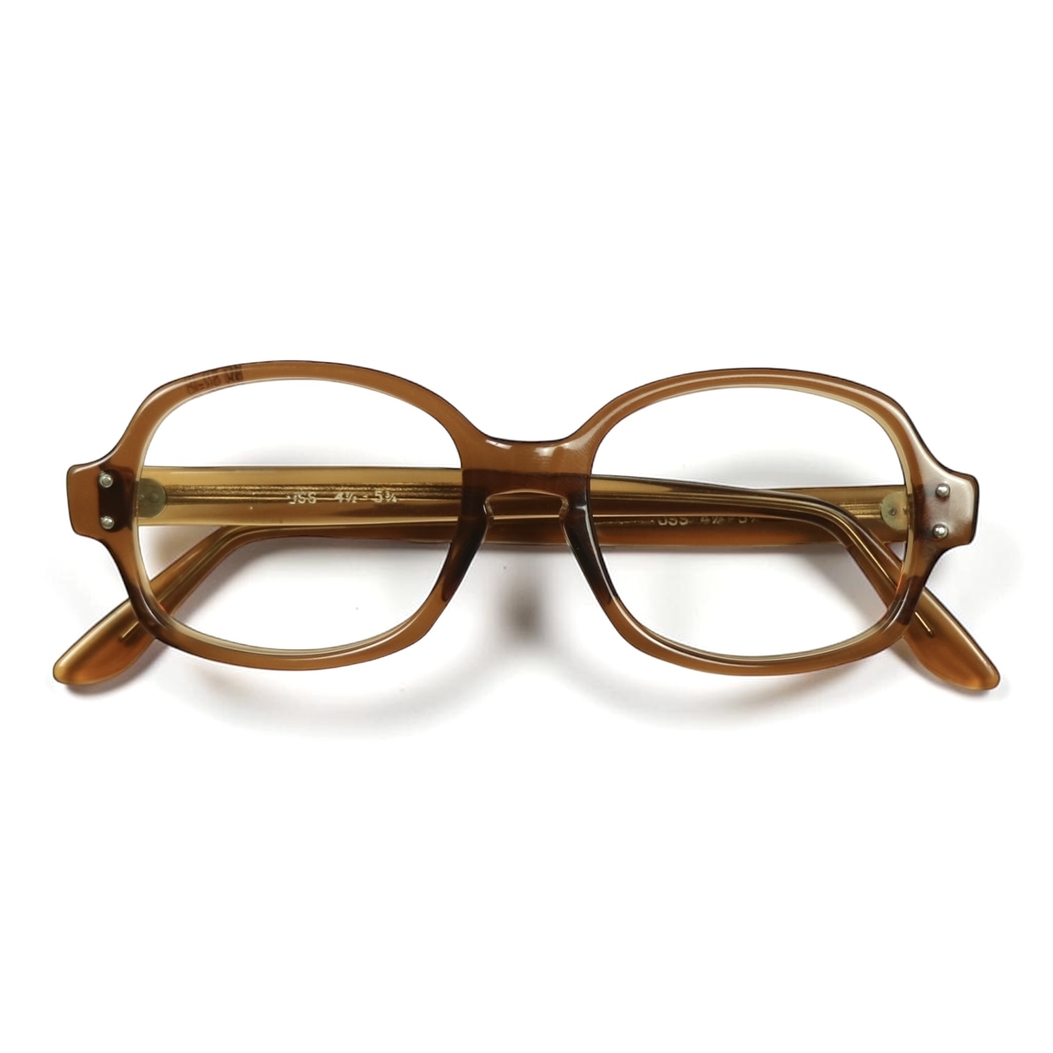 80s U.S. Military Issue Glasses Oval Frame - Brown [52-18]
