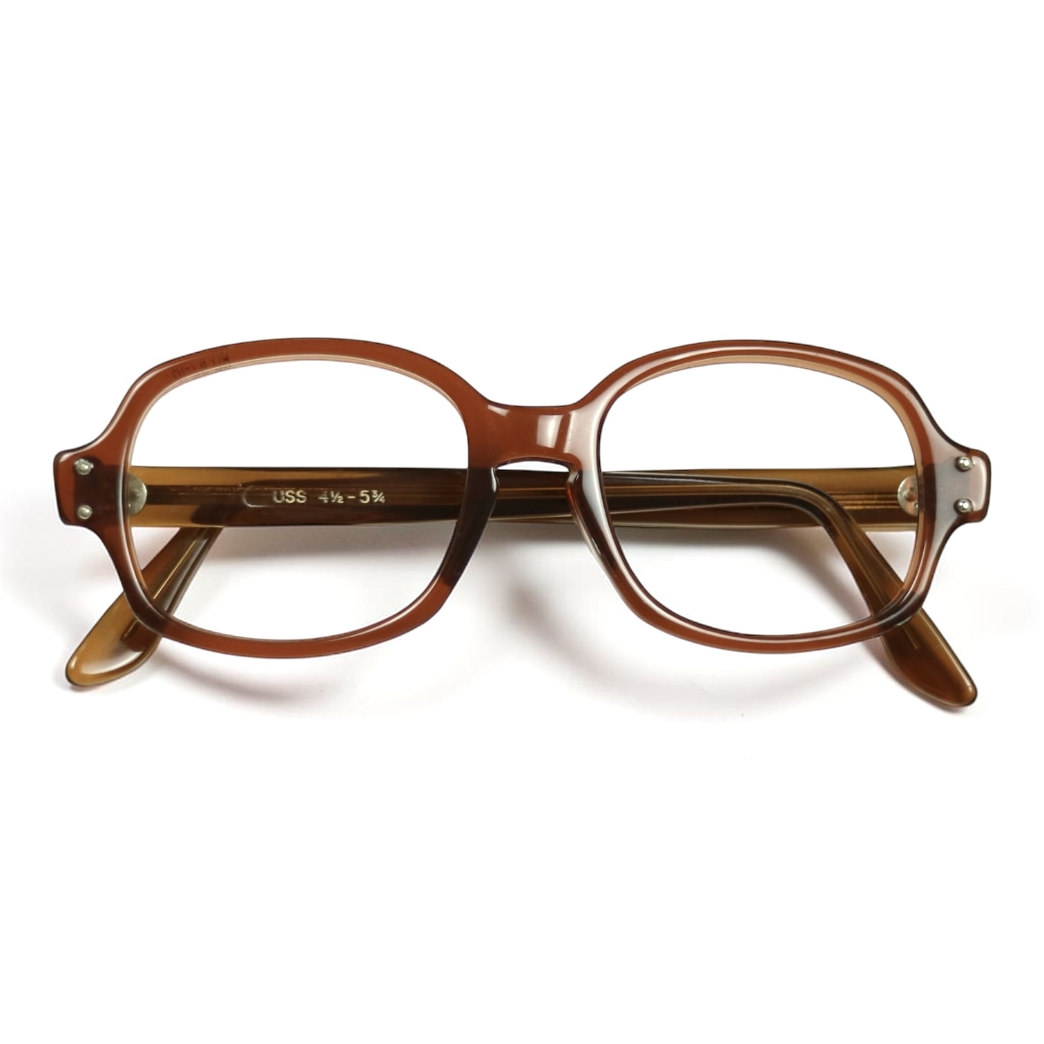 80s U.S. Military Issue Glasses Oval Frame - Brown [52-18]