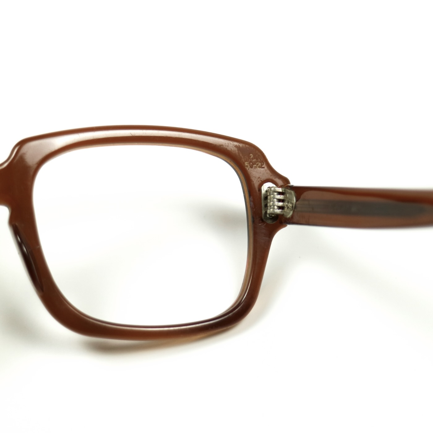 80s U.S. Military Issue Glasses Square Frame - Brown [50-22]