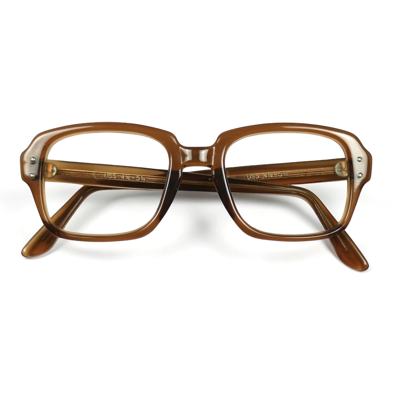 80s U.S. Military Issue Glasses Square Frame - Brown [50-20]