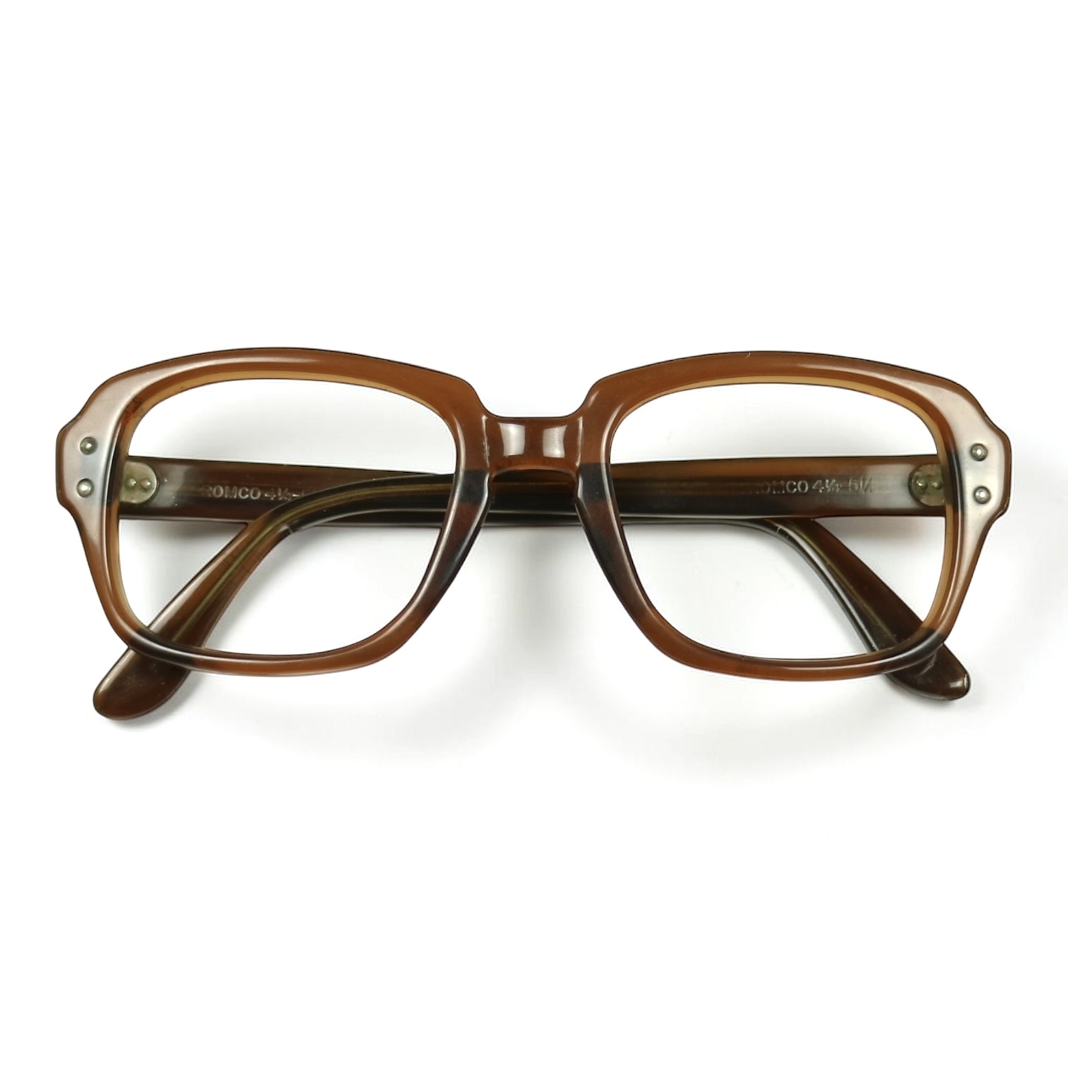 80s U.S. Military Issue Glasses Square Frame - Brown [50-20]