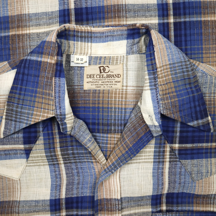 Vtg 70s Dee Cee USA Plaid Western Shirt Size S